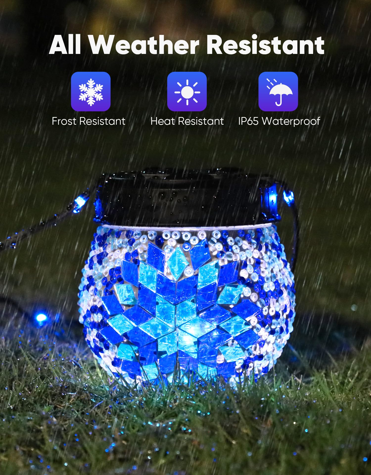 Mosaic Solar Lights Outdoor 6 Pack  Solar Hanging Lanterns Christmas Halloween Gifts For Women Mom Grandma  Waterproof Glass Globe Lights  Garden Patio Decor For Yard  Tree  Balcony  Cold