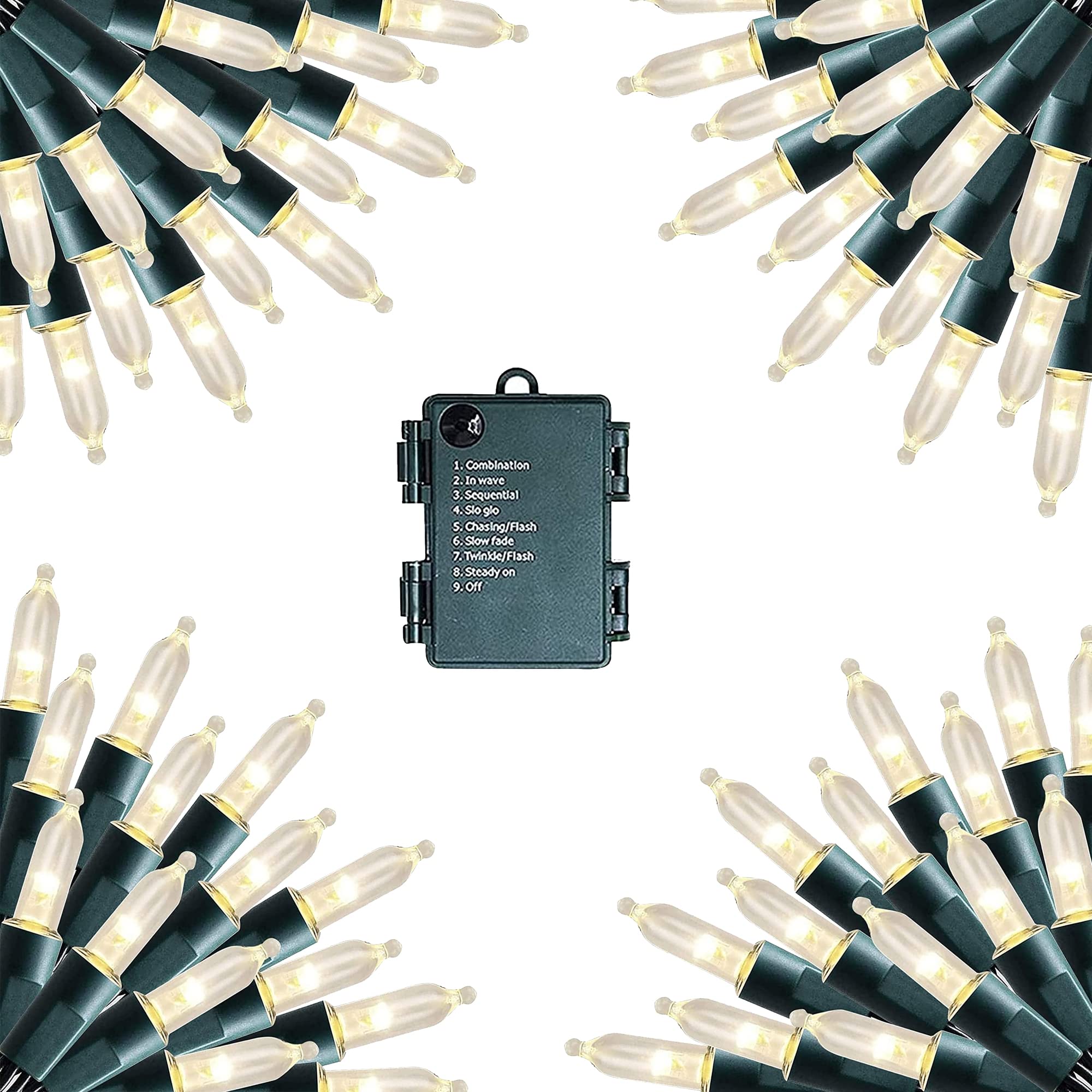 Dazzle Bright 50 Led Christmas Mini String Lights, 4 Pack 16 Ft Batter Operated Waterproof Fairy Lights With 8 Modes For Xmas Indoor Outdoor Yard Garden Holiday Wedding Decorations (Warm White)