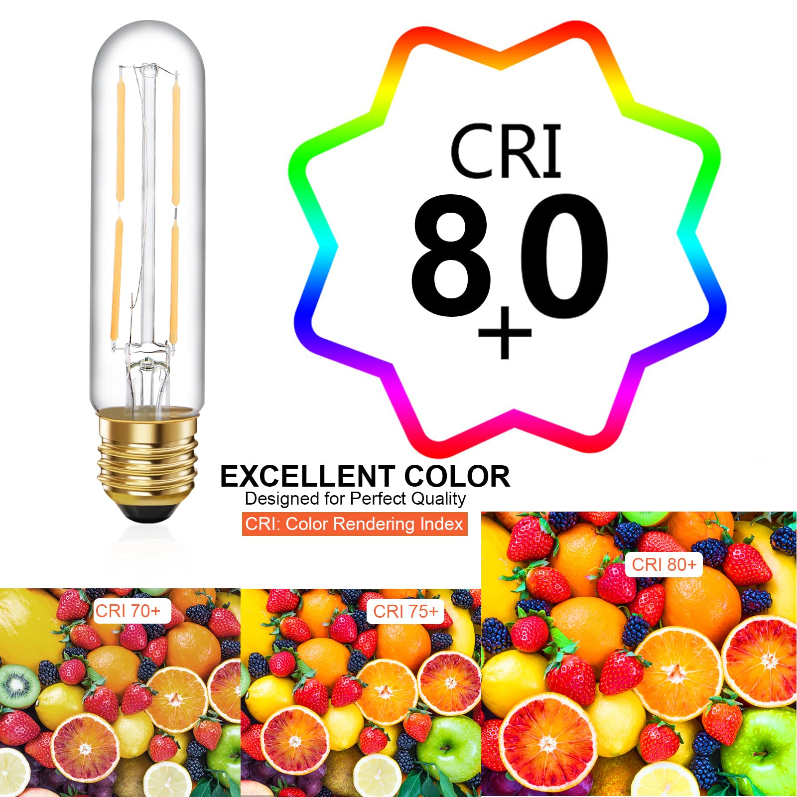 Tianshq 6 Pcs E26 T10 Led Tubular Light Bulbs, Daylight White Edison Bulb 4000K 4W Dimmable T10 Led Bulb For Pendant Lights, Lam