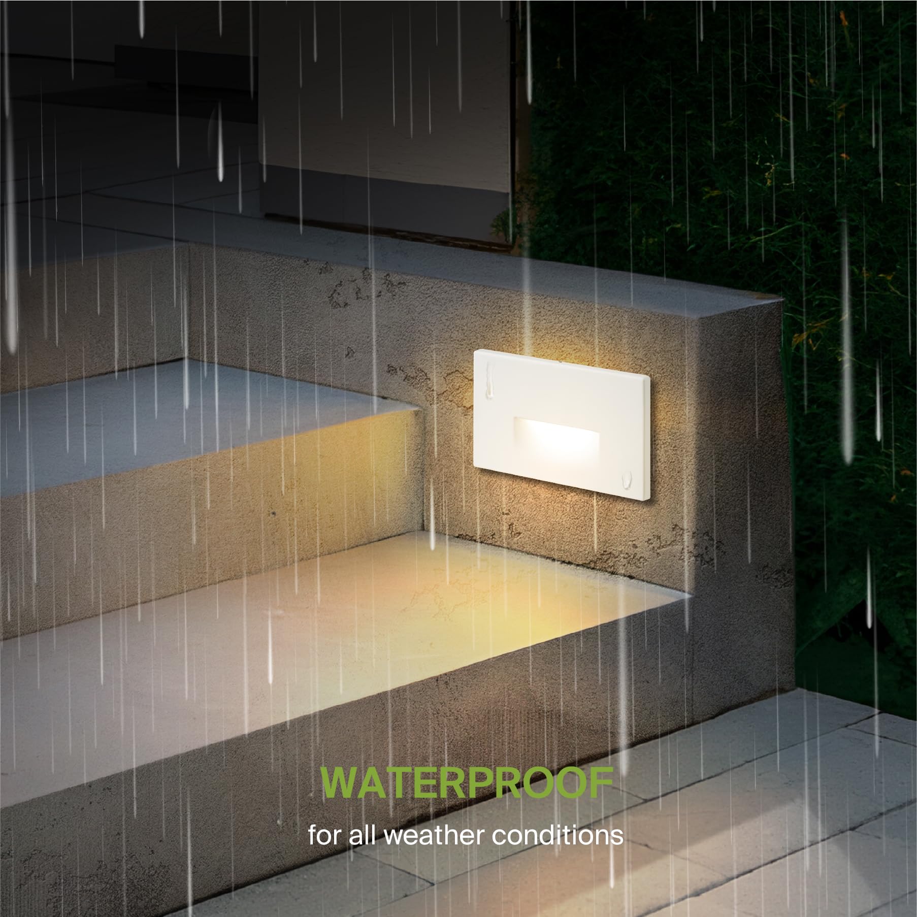 ASD LED Recessed Step Light Fixture 3W 120LM Dimmable Waterproof 4.75 Inch White 4 Pack Model A-LSTL-HD3CC-WH(4p