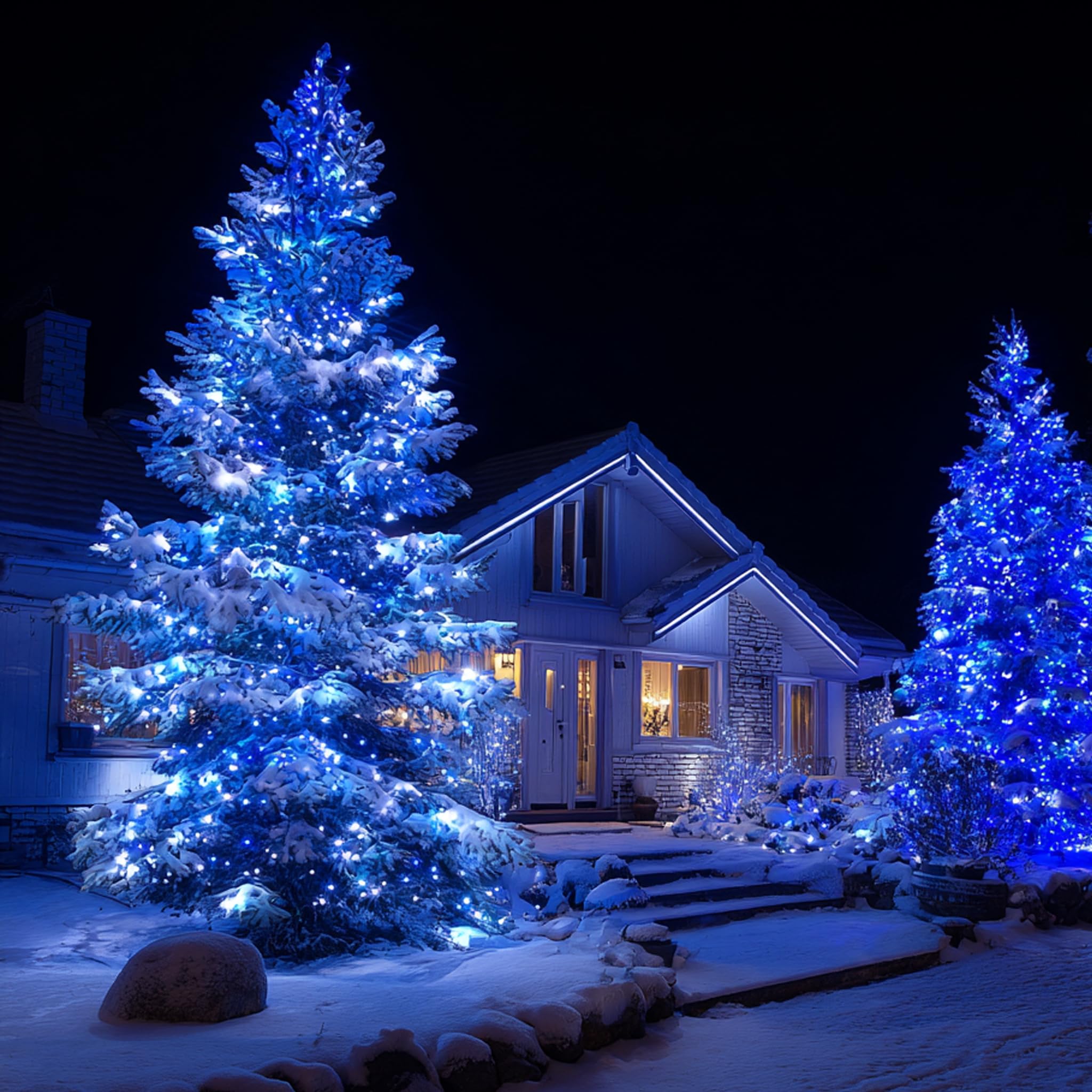 Tw Shine Christmas Lights  600 Led 196Ft Christmas String Lights Plug-In With 8 Modes Timer And Remote  Waterproof Outdoor Decorations For Bedroom Wedding Party Yard Tree Decor  Blue & White