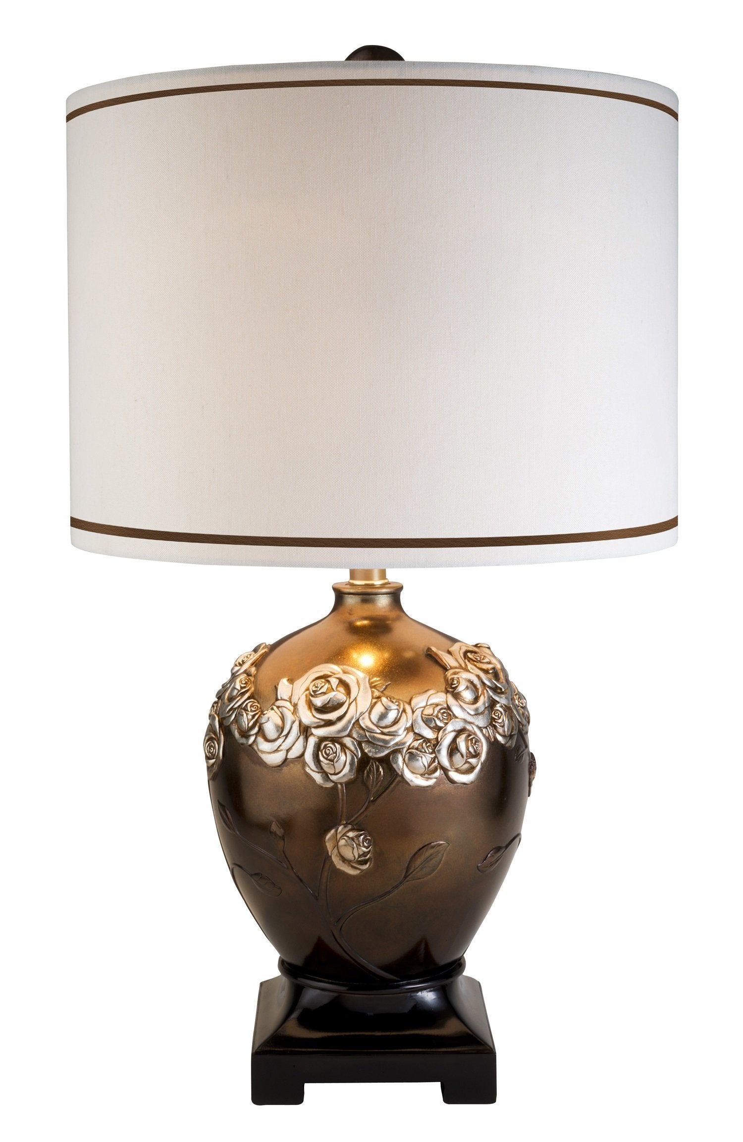 Ok Lighting Azok4275T Ss-Ol-Ok-4275T 27.5 Inch Allure Table Lamp, Bronze, Gold, White