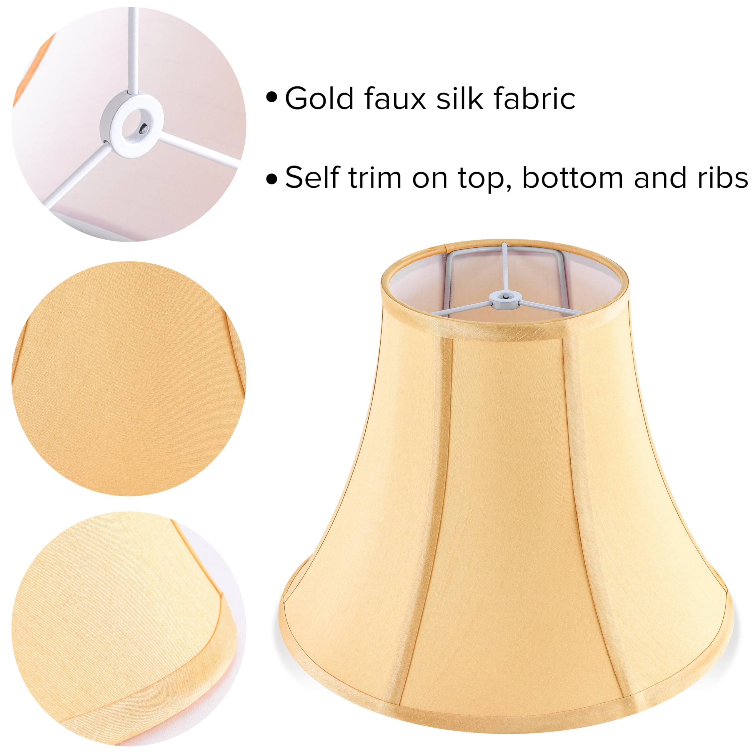 Jerhous Gold Bell Lamp Shades Set Of 2 Medium Lampshade 6.7Top X 13Bottom X 10High(Spider) Traditional Lamp Shades For Tab