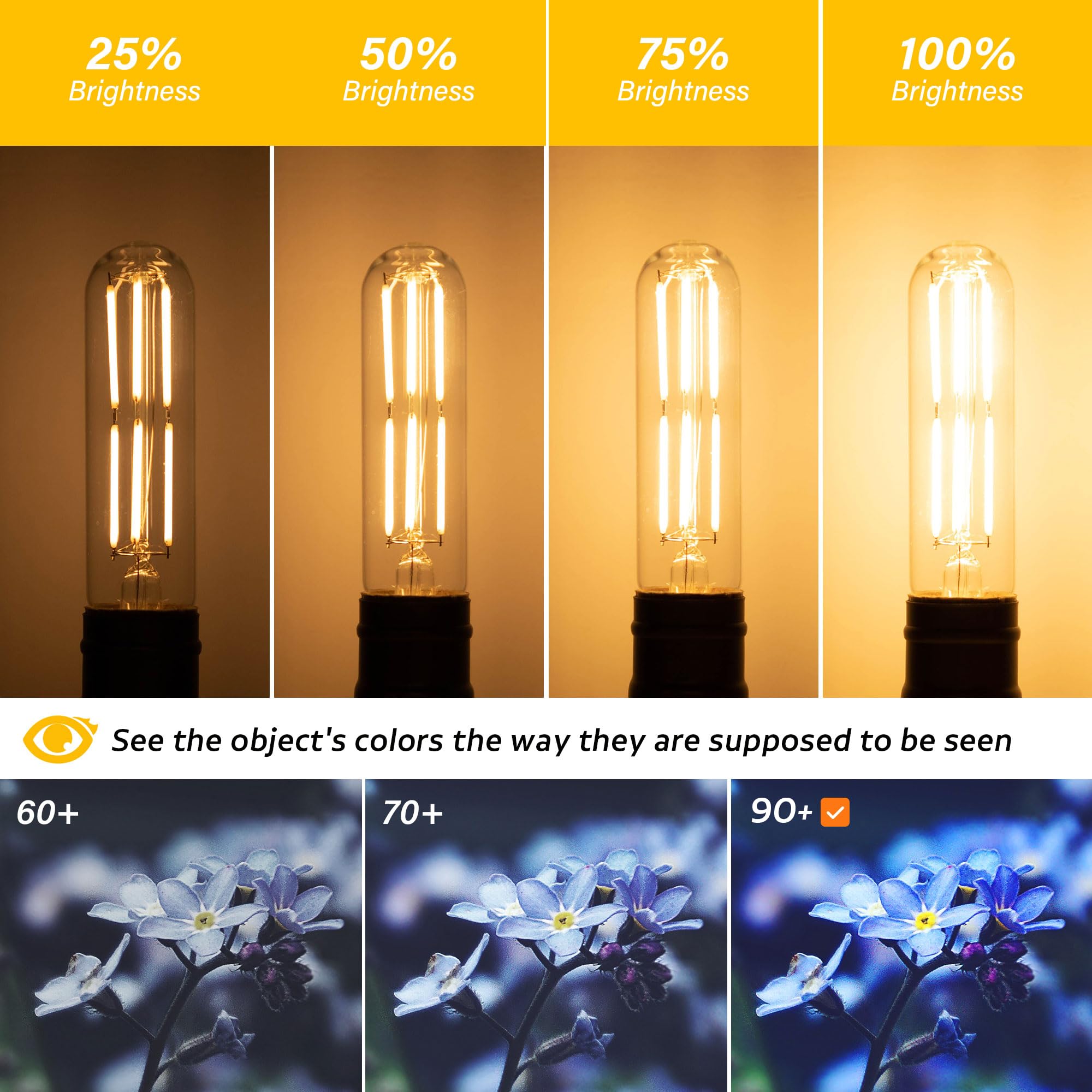 PADMO LUDAZ Dimmable E26 T10 LED Bulb 6W Warm White 2700K 600LM 5 Inch 6 Pack