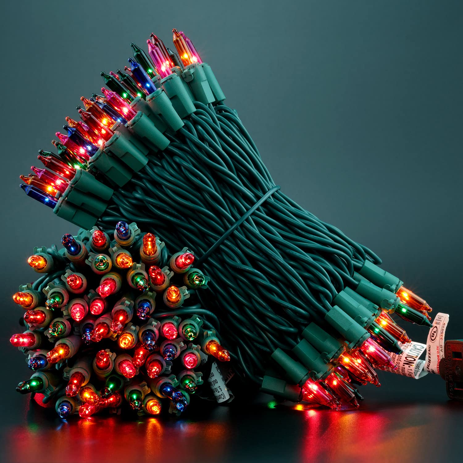 YULETIME Multicolor Christmas Lights, 66 Feet 200 Count UL Certified String Lights, 2 Sets of 33 Ft 100 Count Incandescent Mini