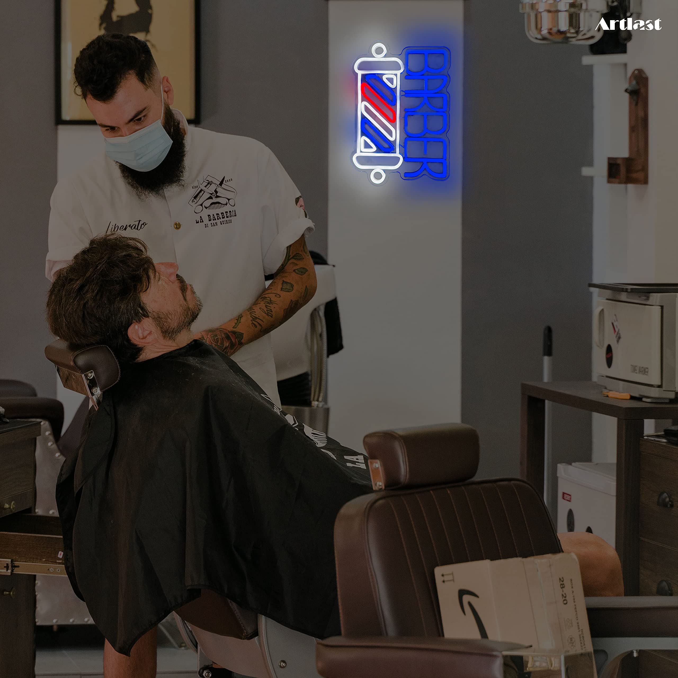 Artlast LED Neon Barber Sign for Hair Salons, Acrylic Wall Decor, Model Barber, Color: 1. Barber, Ideal for Businesses and Gifts