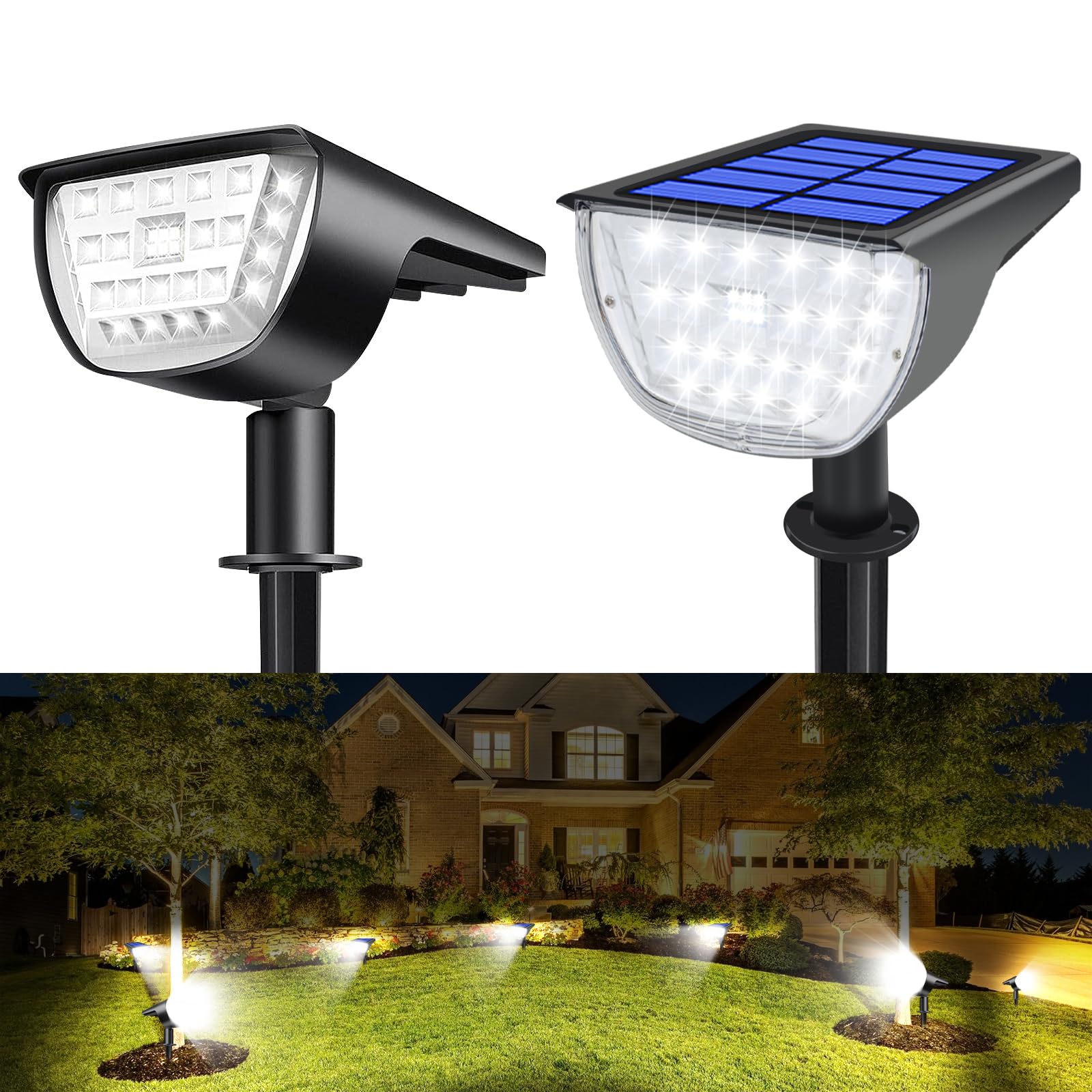 Aomil 32Led Solar Spot Lights Outdoor, Spot Lights Outdoor, Solar Flood Lights Outdoor, Solar Spot Lights For Outside Waterproof Ip65, Outdoor Lights For Yard,Garden,Walkway (2 Pack(Cool White))