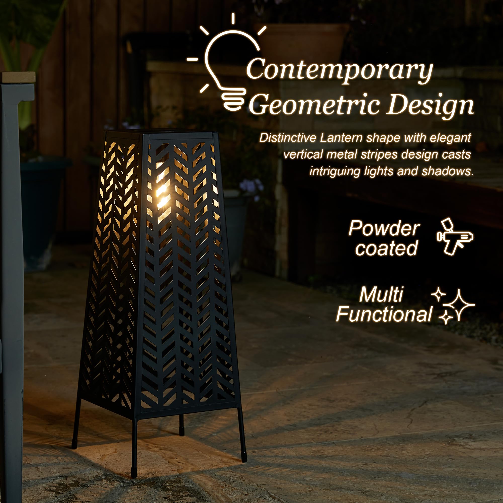Euty Outdoor Floor Lamp Solar Powered Modern Outdoor Decor Floor Lanterns With Edison Bulbs Waterproof Solar Light For Patio,Poo