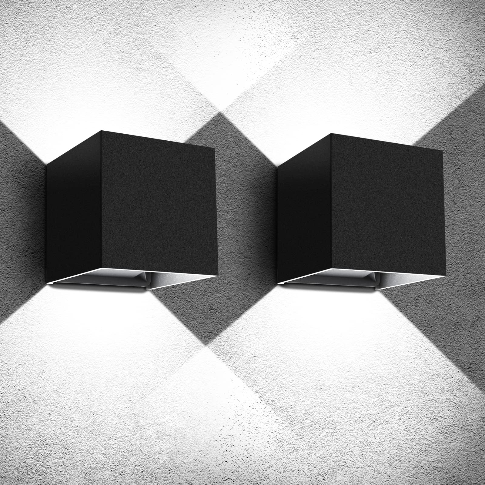 Juyace 20W Led Sconce Wall Light, Black Aluminum, Ip65, Angle-Adjustable, 2 Pack For Outdoor