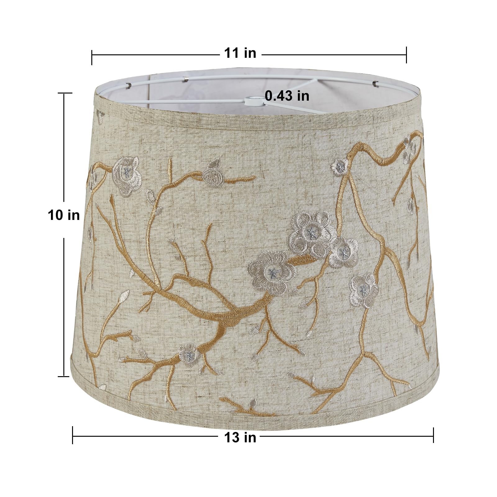 Lampshades Set Of 2 For Table Floor Lamp, Lampshades With With Flower Design, 12.7'' Top X 12.7'' Bottom X 10'' High, Natural Li