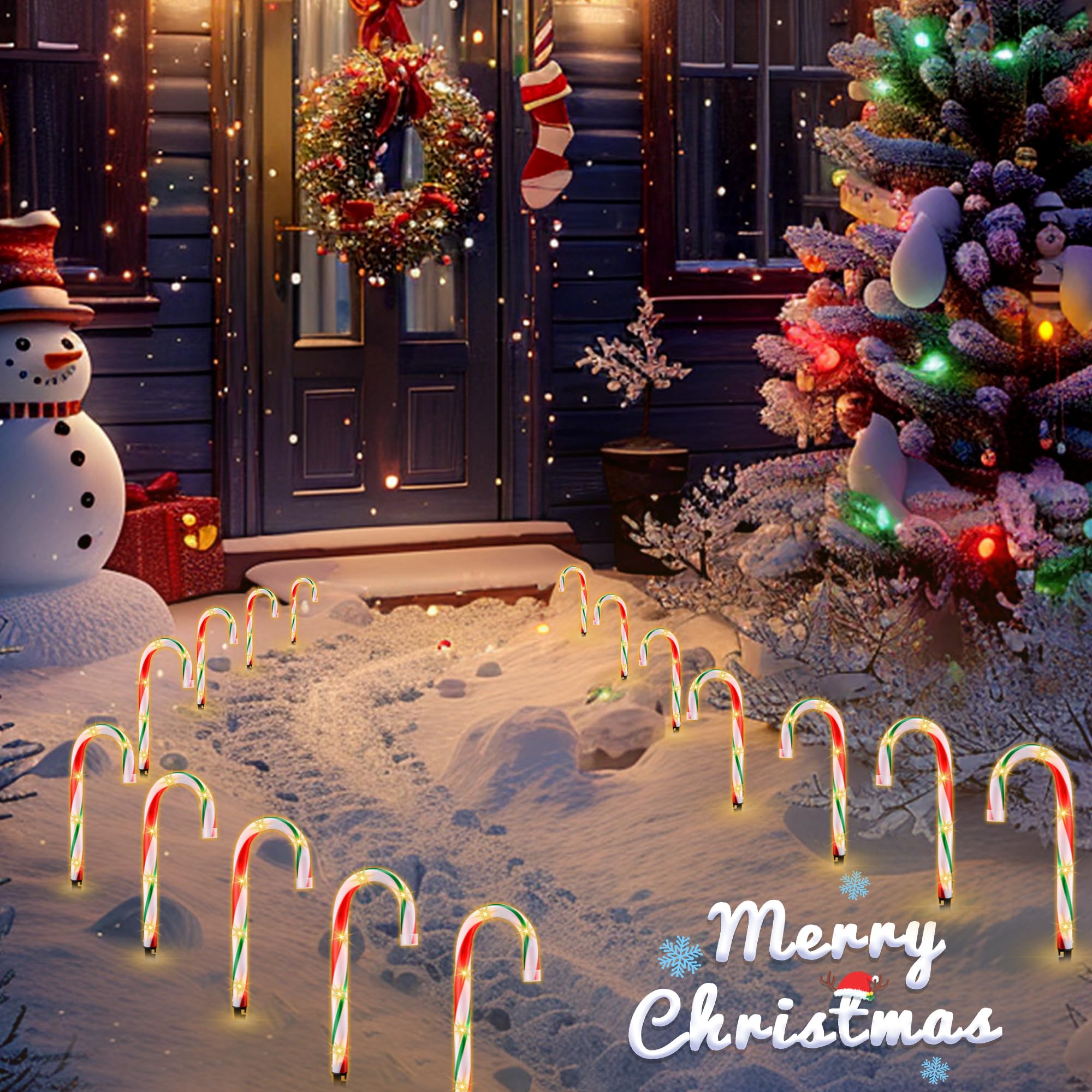 Ultimate Unicorn 10in Candy Cane Lights, Multi-colored, ABS, Model HCH-50/1FD39, 10PCS for Outdoor Decoration
