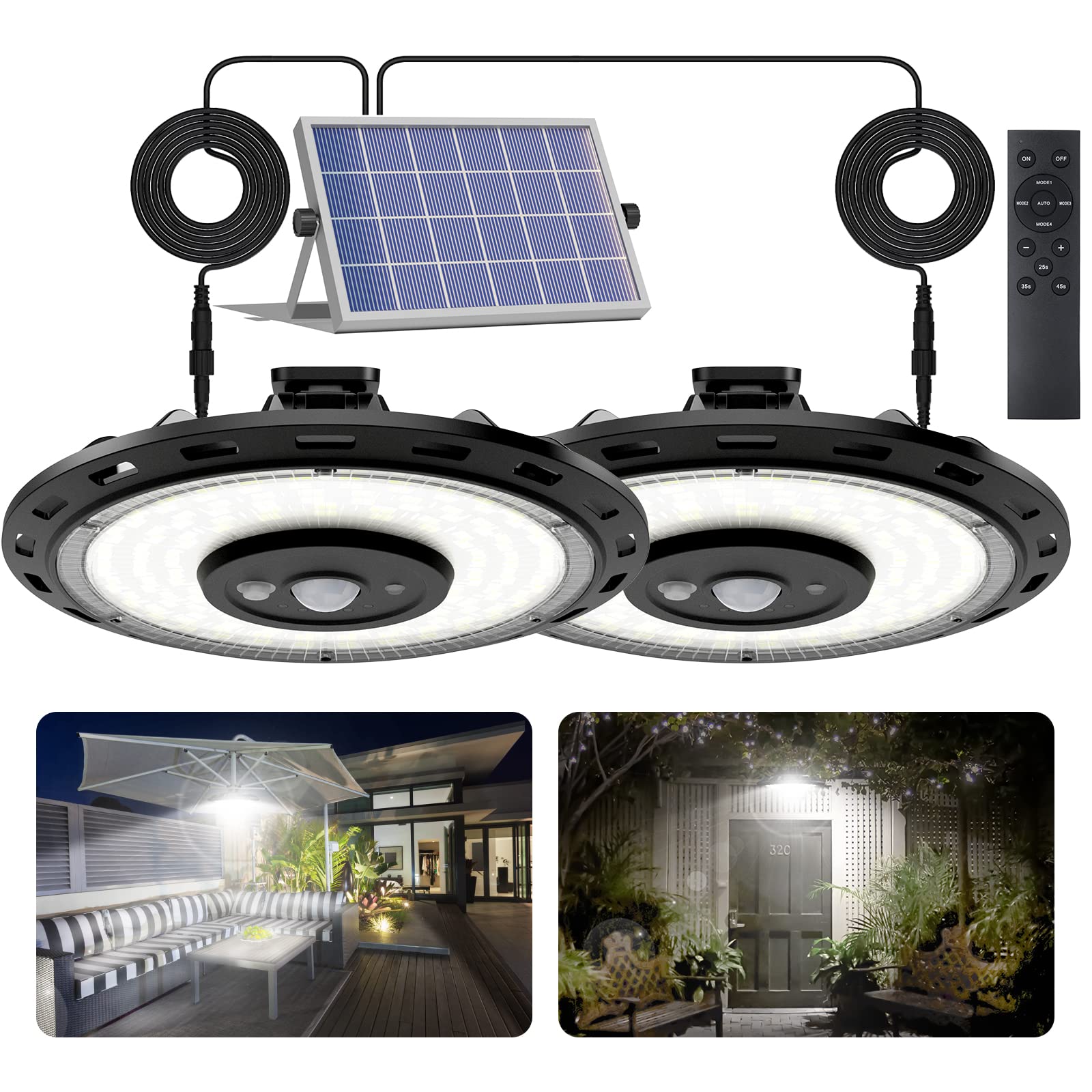 Fabstyl Dual Head Solar Lights, 3000Lm Motion Sensor, Ip65 Waterproof For Indoor/Outdoor Use