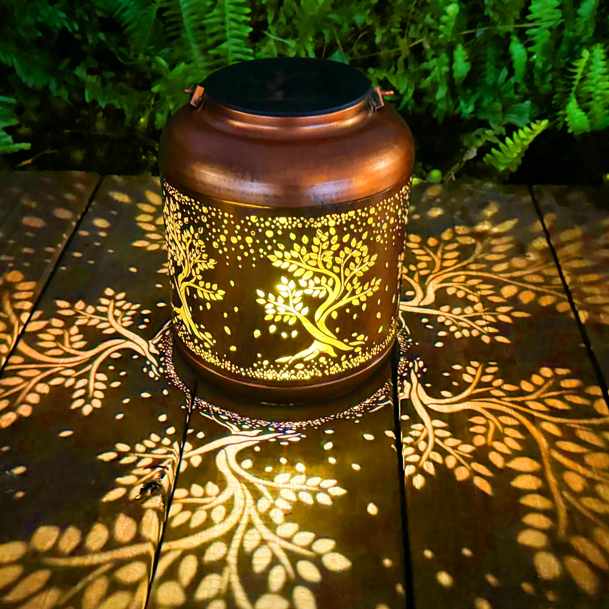 anytalk Solar Lantern - Outdoor Waterproof Garden Decor, Iron, 1PCS, Life Tree B, Model Deco&Dot-Lantern B