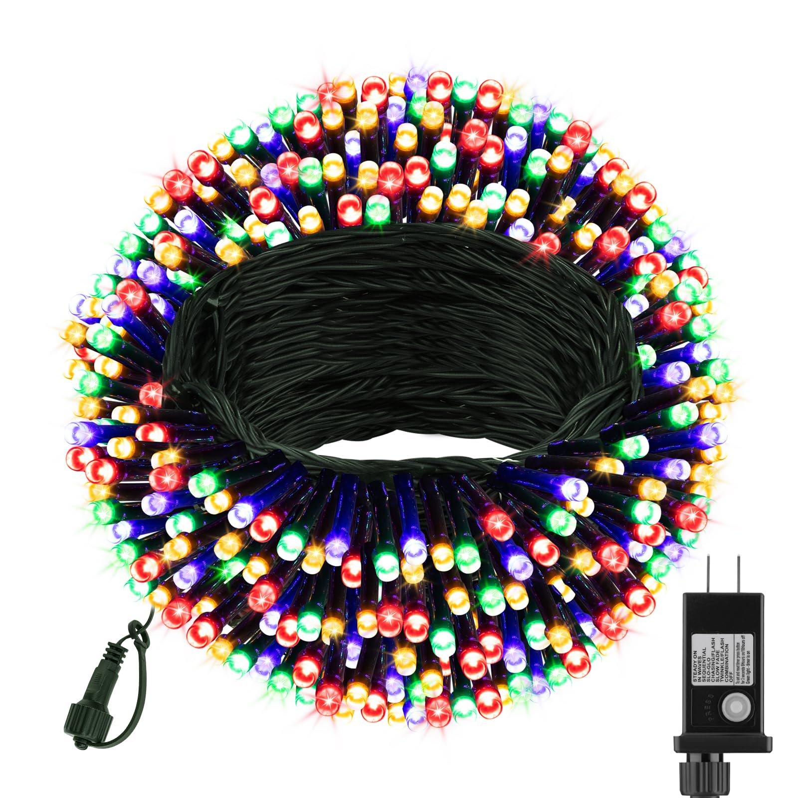 66ft 200 LED Christmas Tree String Lights Outdoor Fairy Lights Plug in  Expandable Green Wire Clear Bulbs Mini Lights 8 Modes  Xmas Wedding Party Decoration (Multicolor)