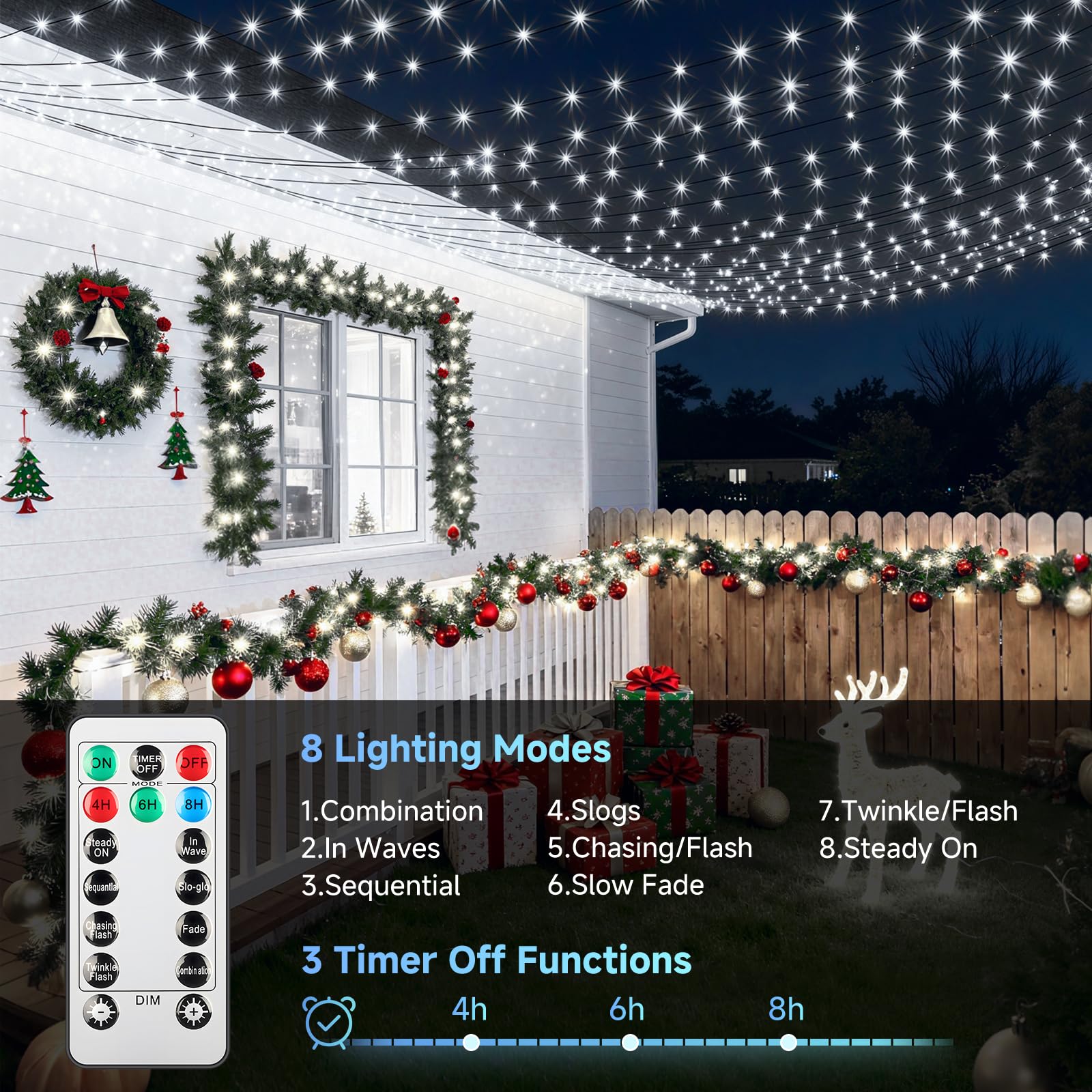 Mlambert 1500 Led Christmas Lights 492Ft  Outdoor Waterproof Dimmable Fairy Lights With Remote  8 Modes Indoor Lighting For Holiday D?Cor  Cool White
