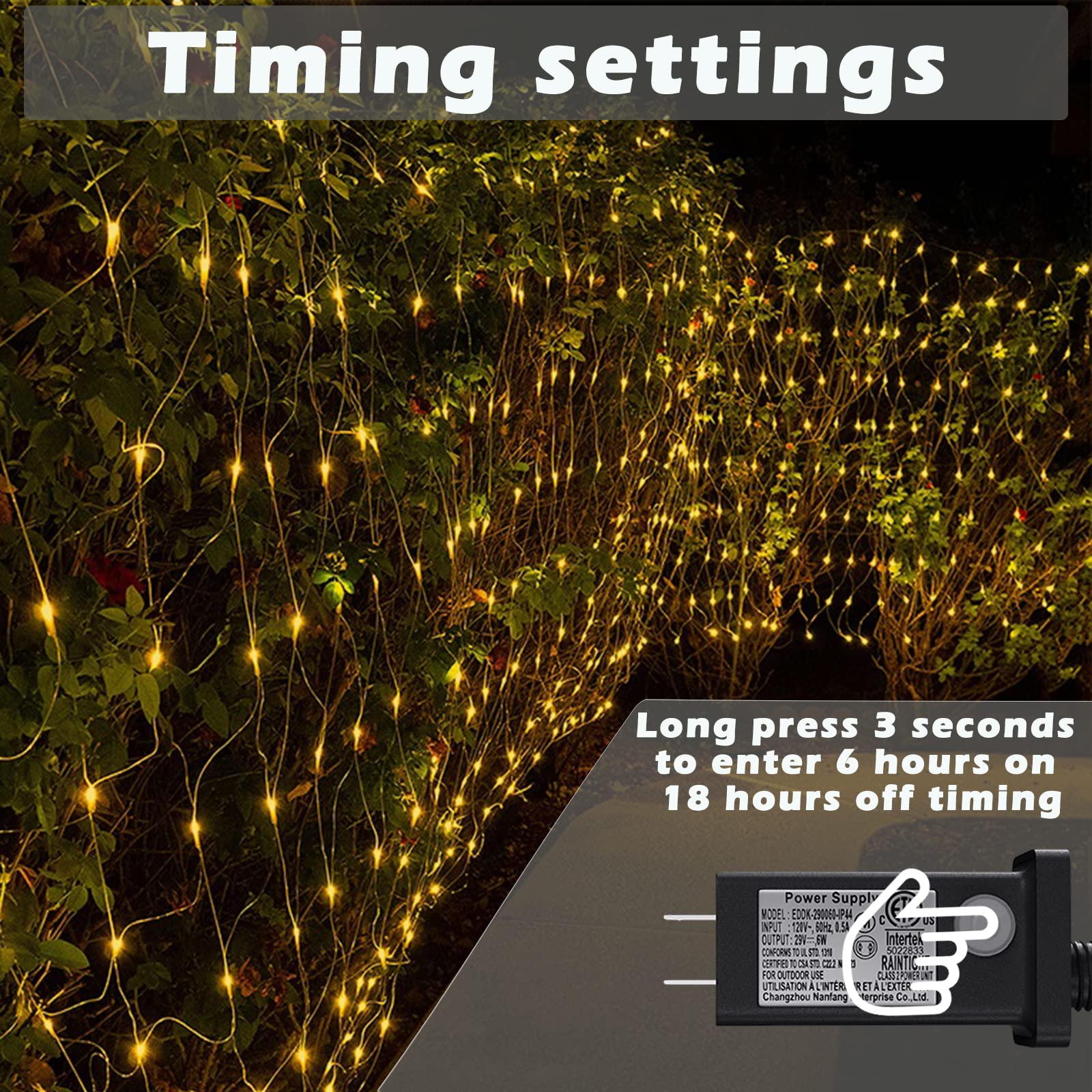 Eueasy 480 LED Outdoor Net Lights, 10x10 FT, Warm White, 8 Modes for Gazebo & Garden, Model BG-CL3M3-306L01
