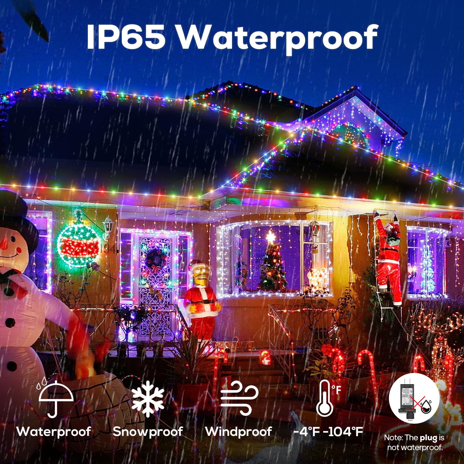 Christmas Lights, 206Ft 600Led Outdoor String Lights Plug In, Waterproof Twinkle Fairy Light, Color Changing, 11 Lighting Modes,