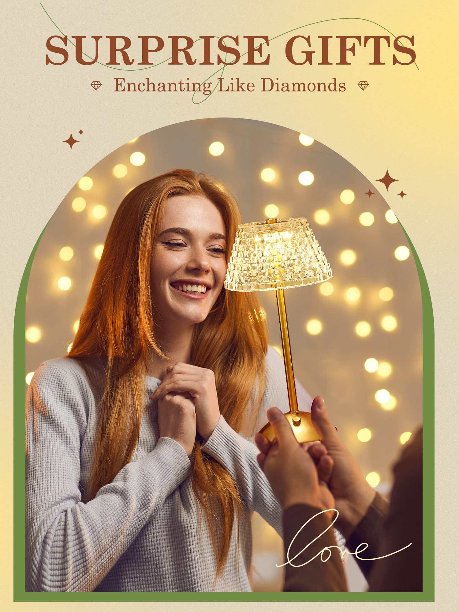 Crystal Lamp For Bedroom,500 Lm Small Lamps For Small Spaces,3 Colors Dimmable Touch Lamps For Bedrooms,Touch Lamp Small Lamp,Sm