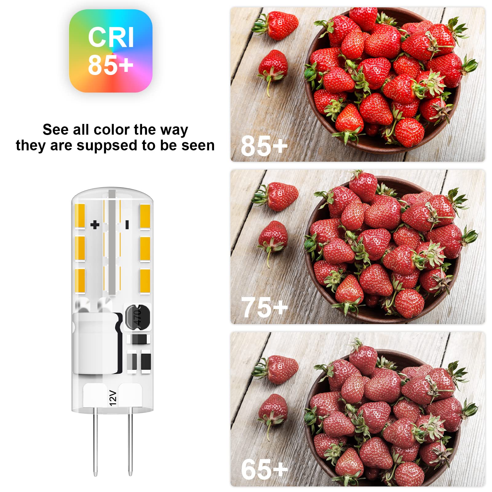 Gaormii G4 Led Bulb Jc Type Bi-Pin Base Bulb 1.5W Ac/Dc 12V 10W T3 Halogen Bulb Replacement For Landscape Lighting, Under Cabine