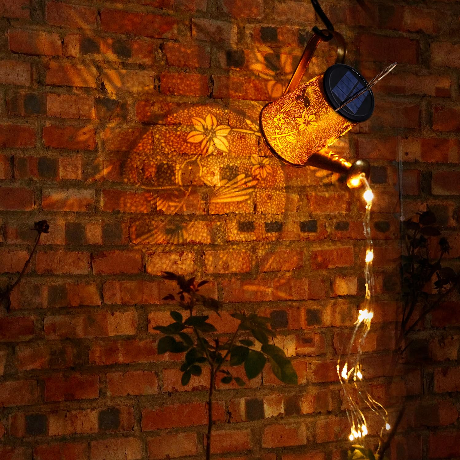 YJFWAL Solar Watering Can Light, Waterproof Hummingbird Lantern, Warm White, Metal, Hummingbird-1pack, Model FN-01