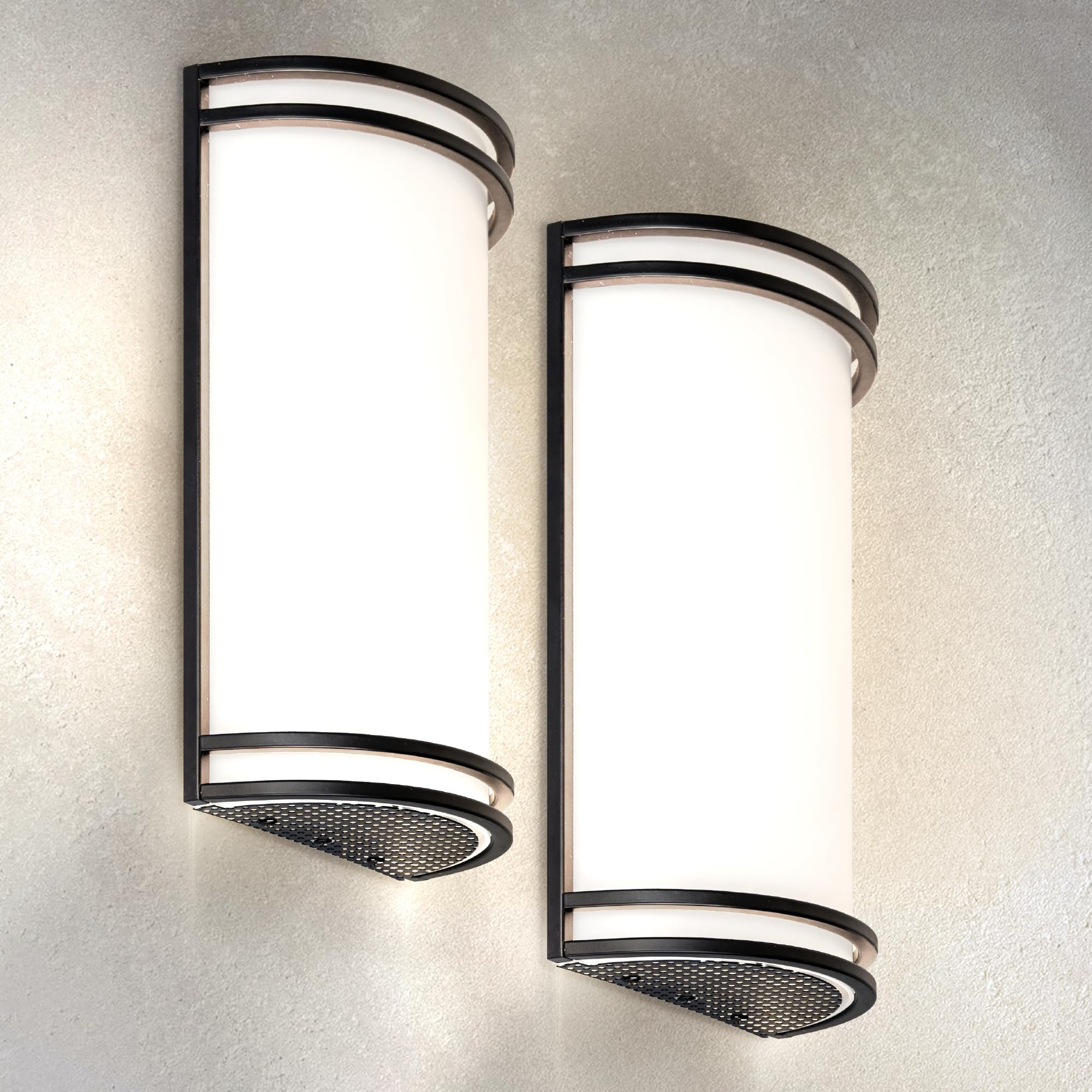 ASD LED Indoor Wall Mount Light Fixture - 14 Inch 20W Modern Interior Matte Black Dimmable Wall Sconce Light - ETL 3000K 4000K 5000K Adjustable - Hallway  Bedroom LED Wall Lights  2 Pack