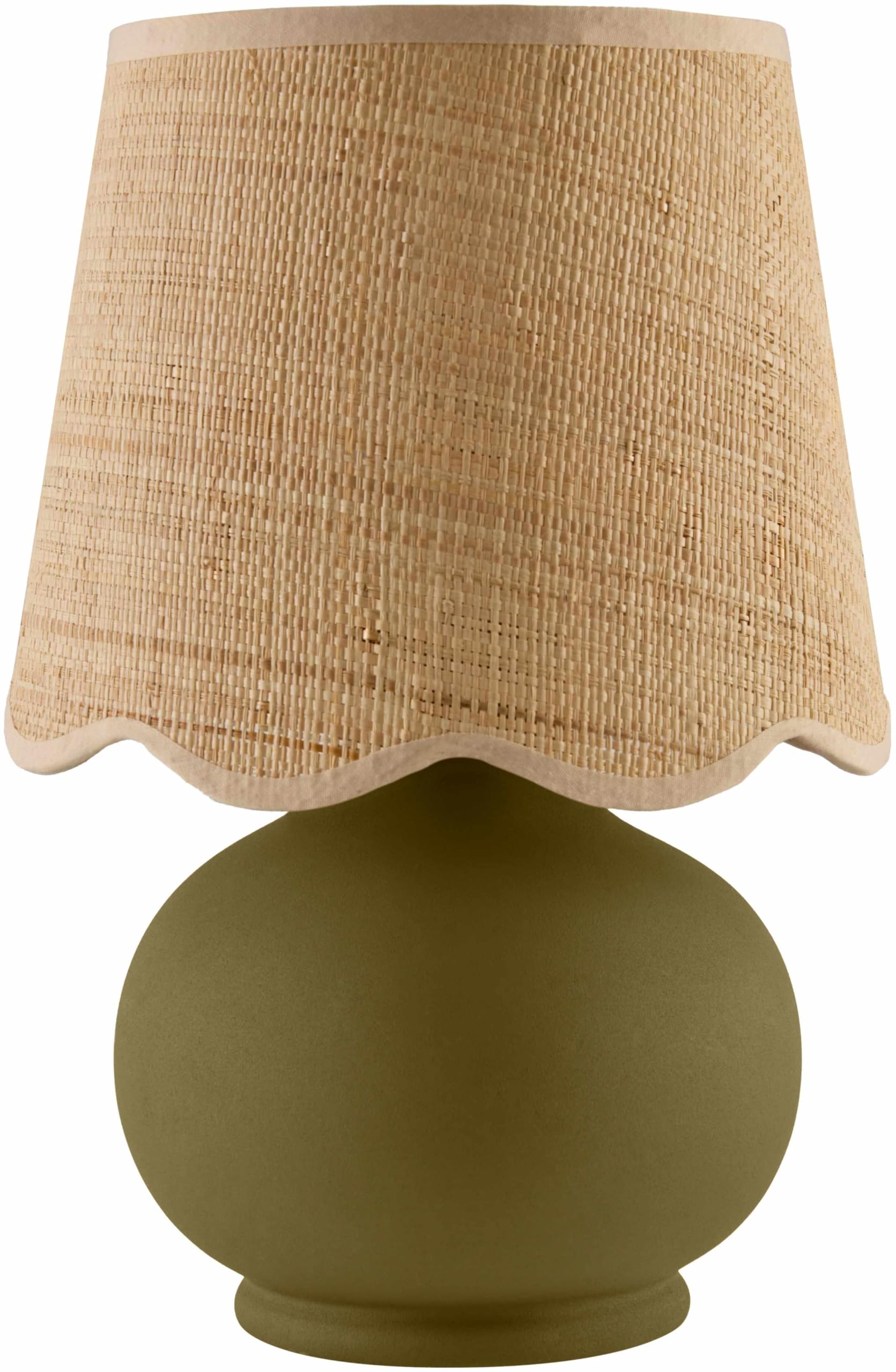 Boutiquerugs Theisseil Boho Ceramic Bedside Table Lamp For Bedroom Nightstand And Living Room - Shade Rattan - Green, Beige - 13