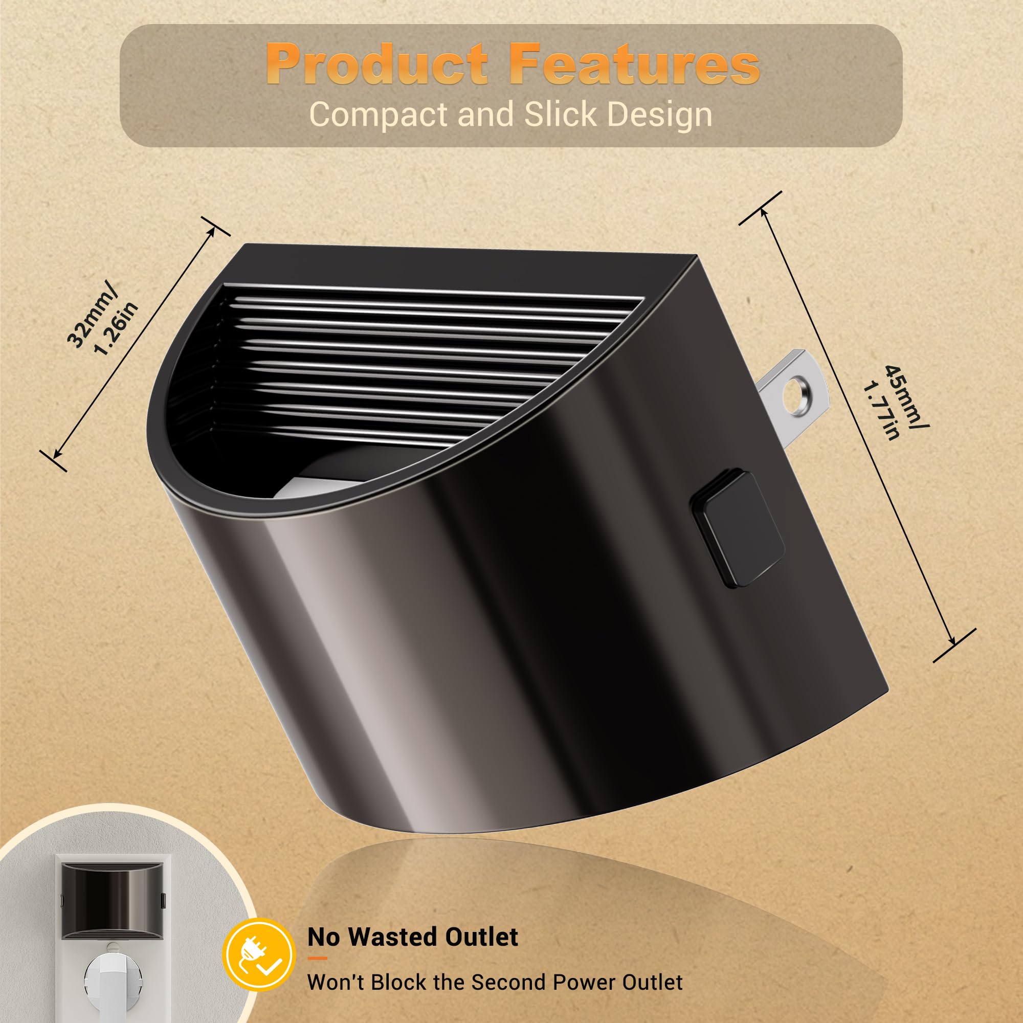 Jandcase Led Night Lights Plug Into Wall, 2 Pack Black Modern Night Lights, Dusk To Dawn Sensor Nightlight,0-100Lm Brightness Ad