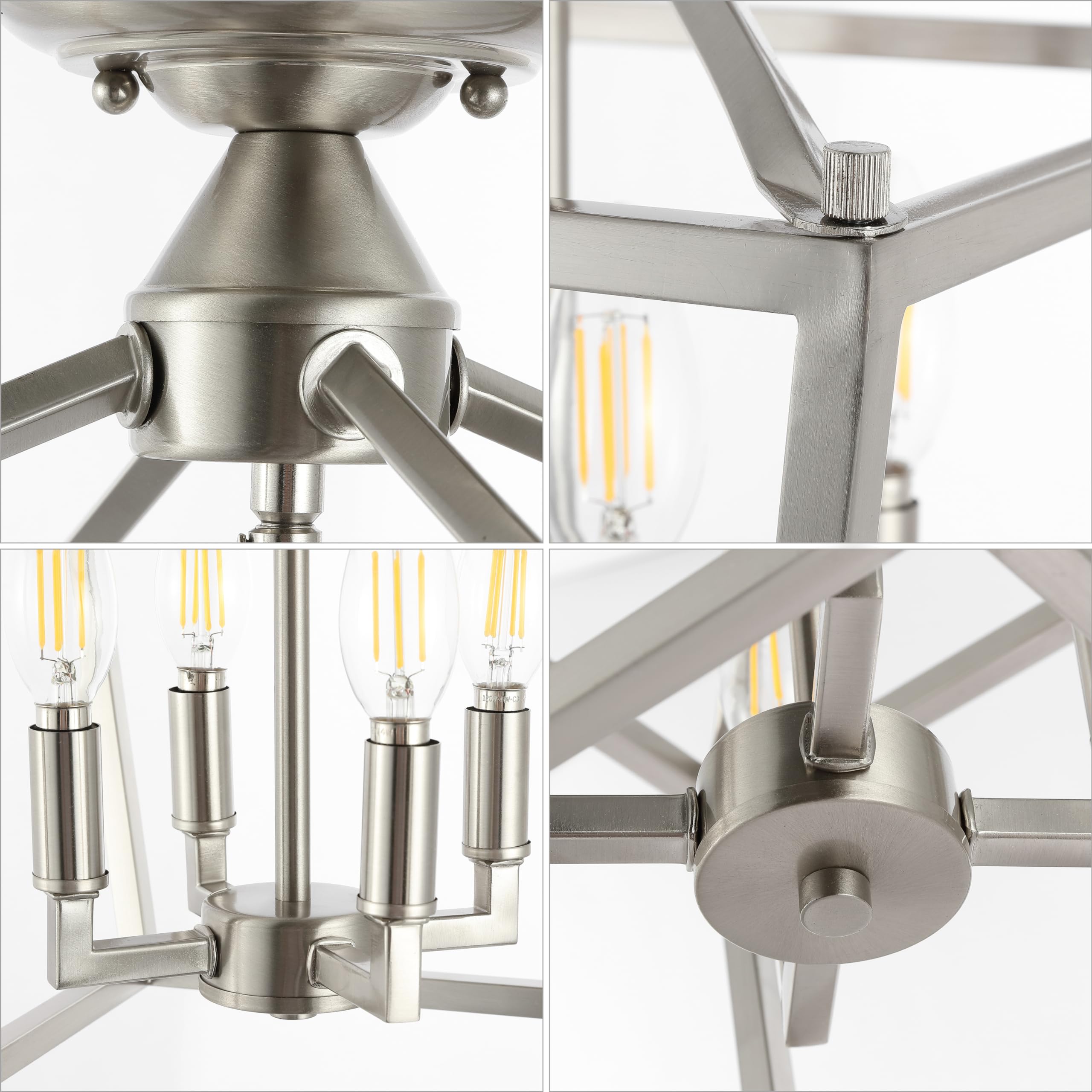 Jonathan Y Jyl7610D Plains Mini Lantern 12'' 4-Light Iron Modern Farmhouse Led Flush Mount, Office, Living Room, Family Room, Di