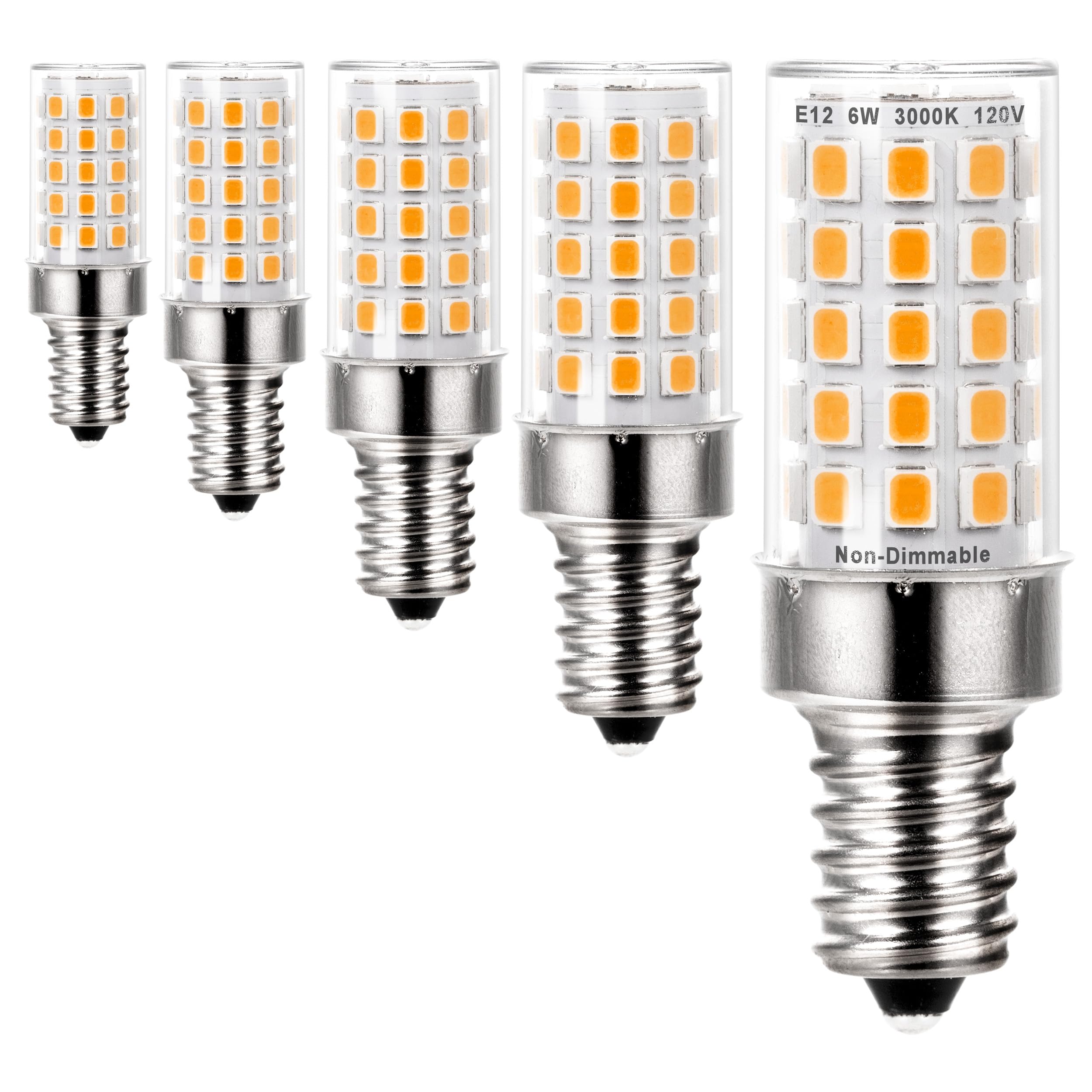 Ziomitus E12 C7 Led Candelabra Light Chandelier Bulbs Kx-2000 60 Watt Halogen Equivalent,Warm White 3000K T6 110V 120V Small Bas