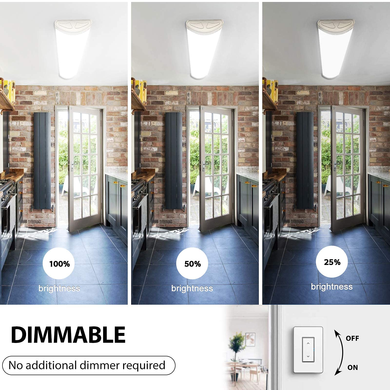 TychoLite 4FT LED Kitchen Puff Ceiling Light, Dimmable 40W, 4800LM, Aluminum, T-6IN-4, Flush Mount, 4 Pack
