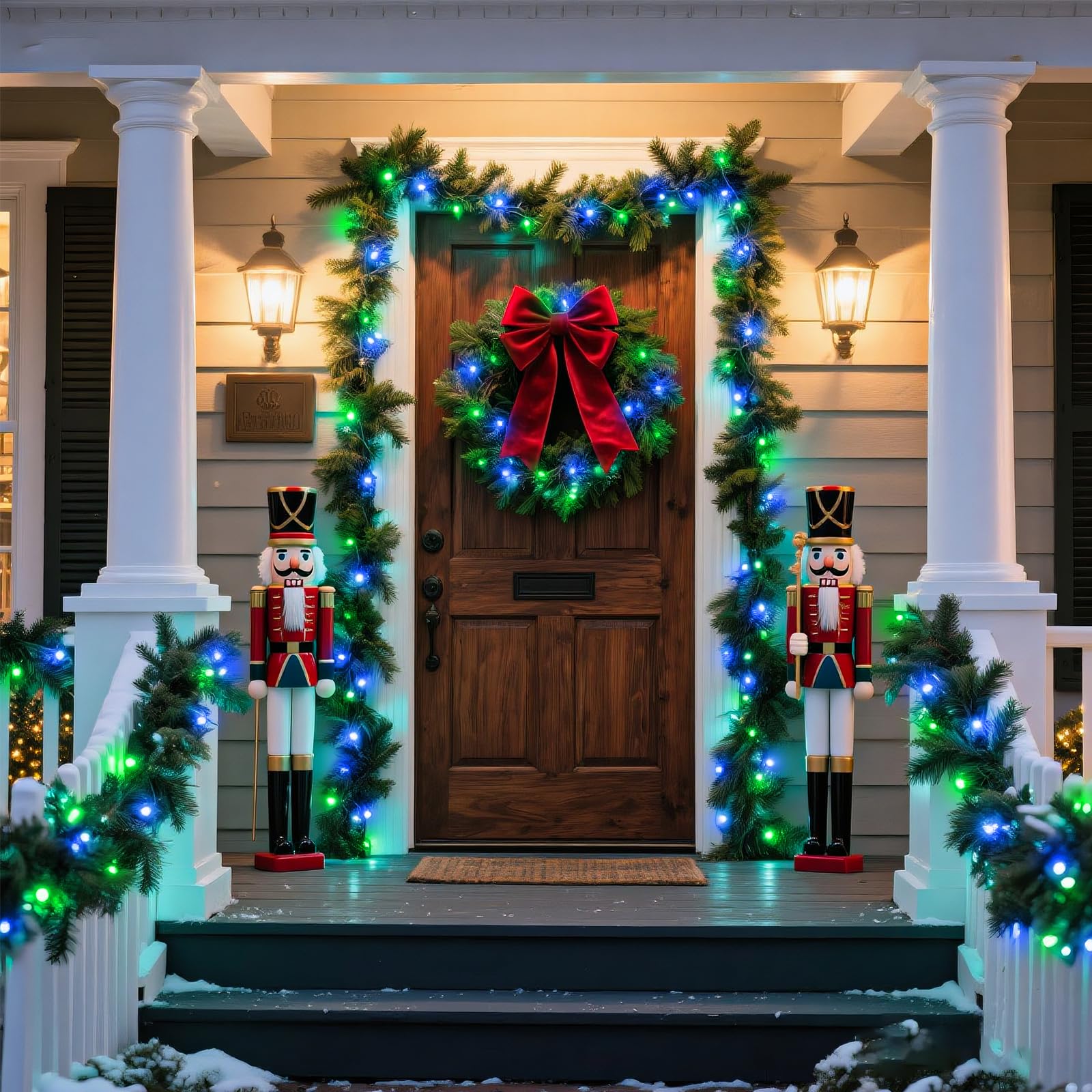 120 Led Blue Green Christmas Lights Outdoor Waterproof  40Ft Clear Wire Christmas Tree Lights 8 Modes Plug In Twinkle Fairy Lights For Indoor Christmas Bedroom Tree Decoration