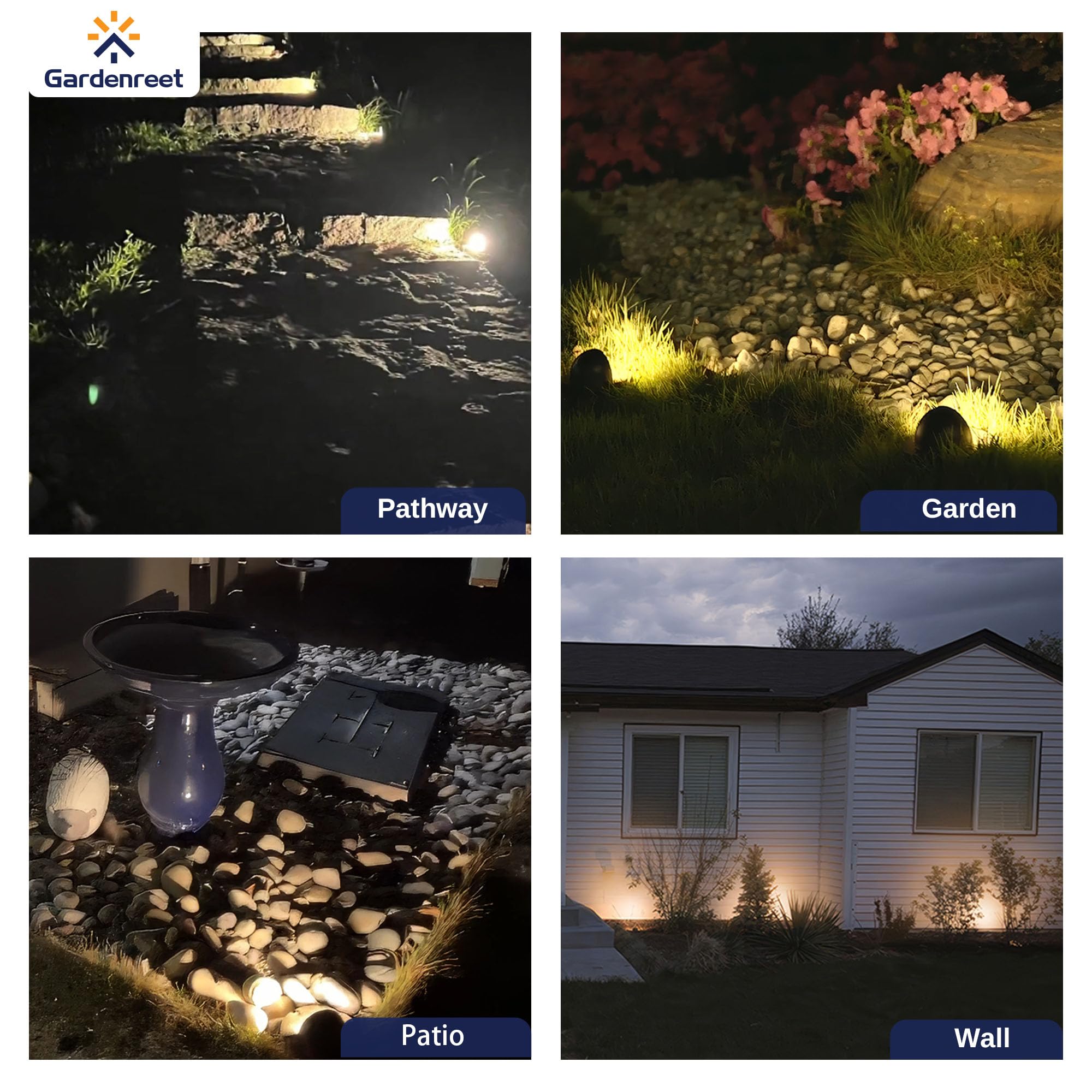 Gardenreet Landscape Well Light - Brass LED 12V Fixture, 12-Pack, 5000K Daylight White, Antique Bronze, Model IGWL-2203A-5000K
