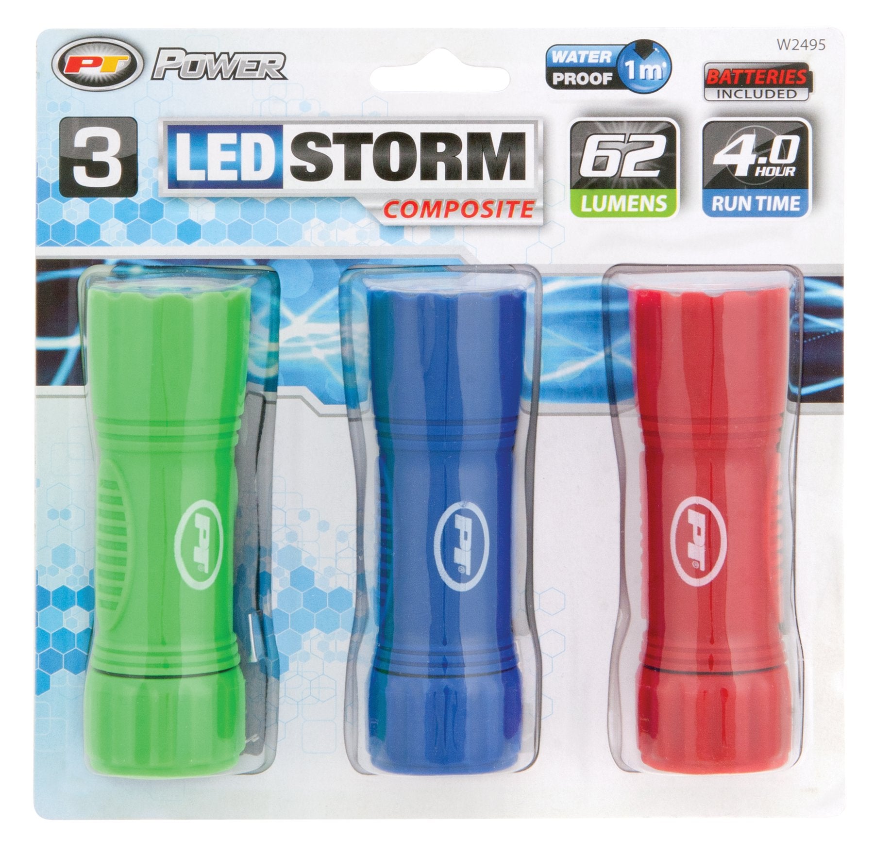 Performance Tool W2495 Flashlight - 65 Lumen Composite, Color 3pk