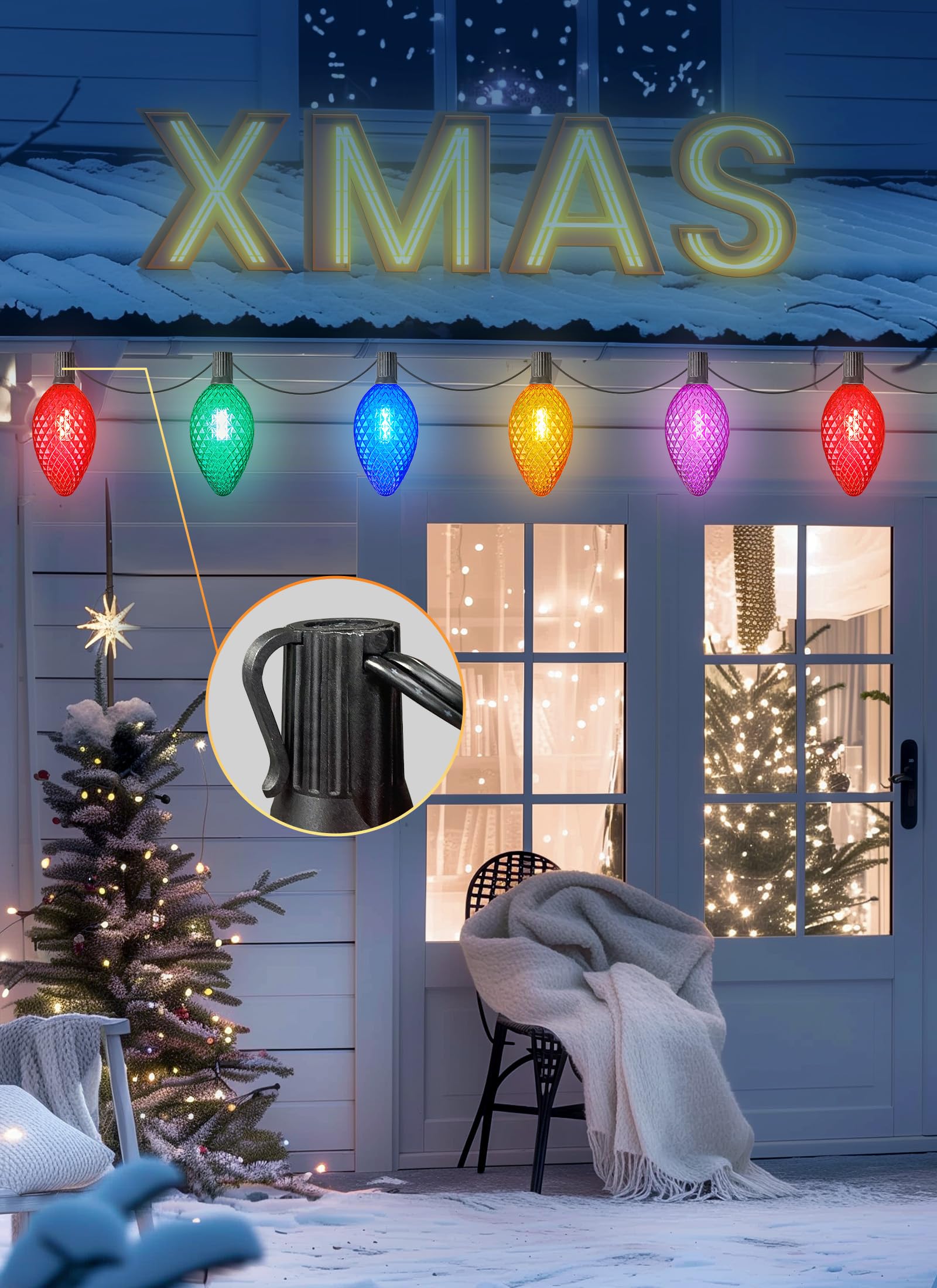 Minetom Solar C9 Strawberry Christmas Pathway Lights - 16FT, 10 LED, Multicolor, 8 Modes, Outdoor Decorations