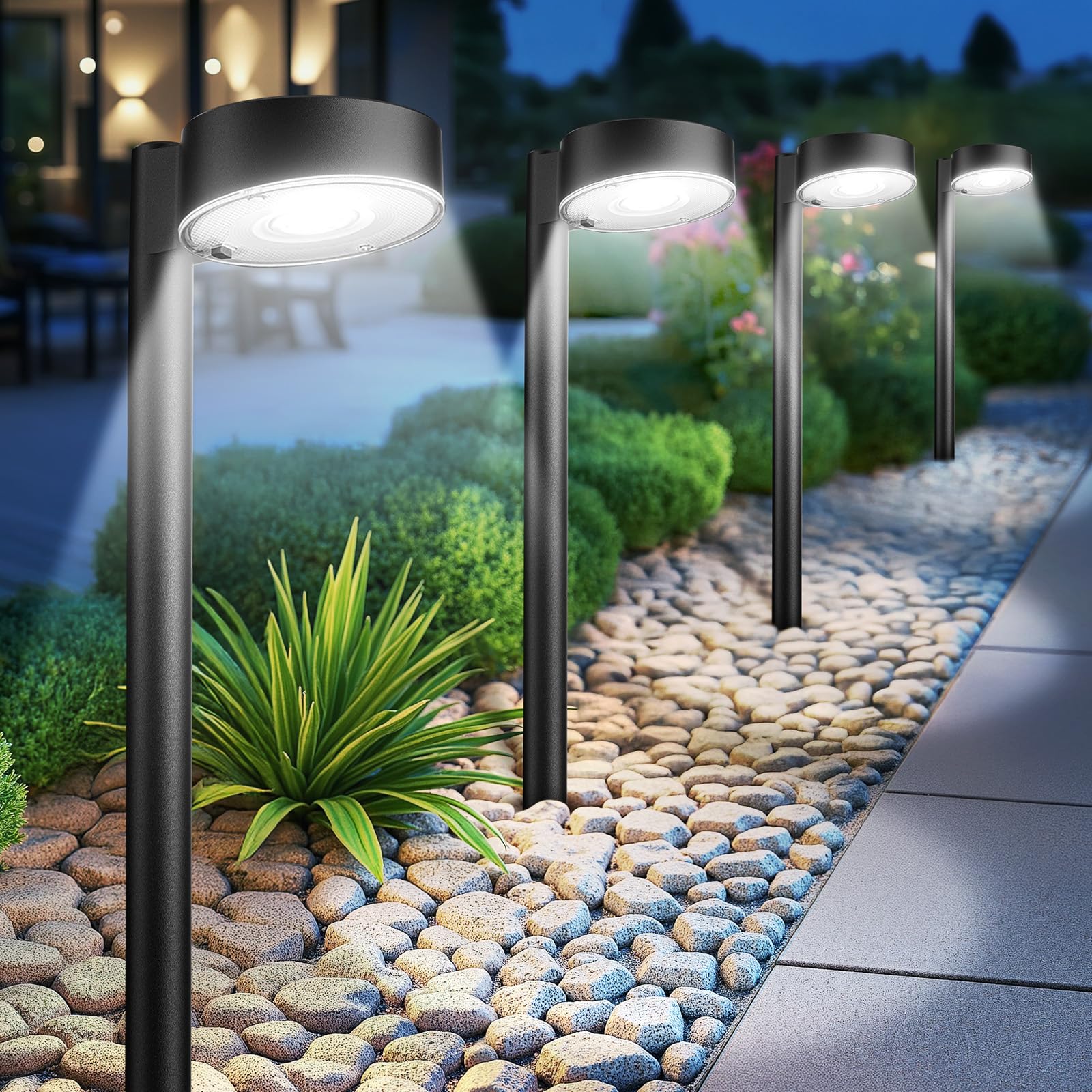 Ahaorigin 12 Pack Solar Pathway Lights Outdoor  12 Brighter LED Solar Lights Outdoor Waterproof  Up to 12 Hrs Modern Path Light for Yard Garden Walkway Driveway Lawn  Cool White