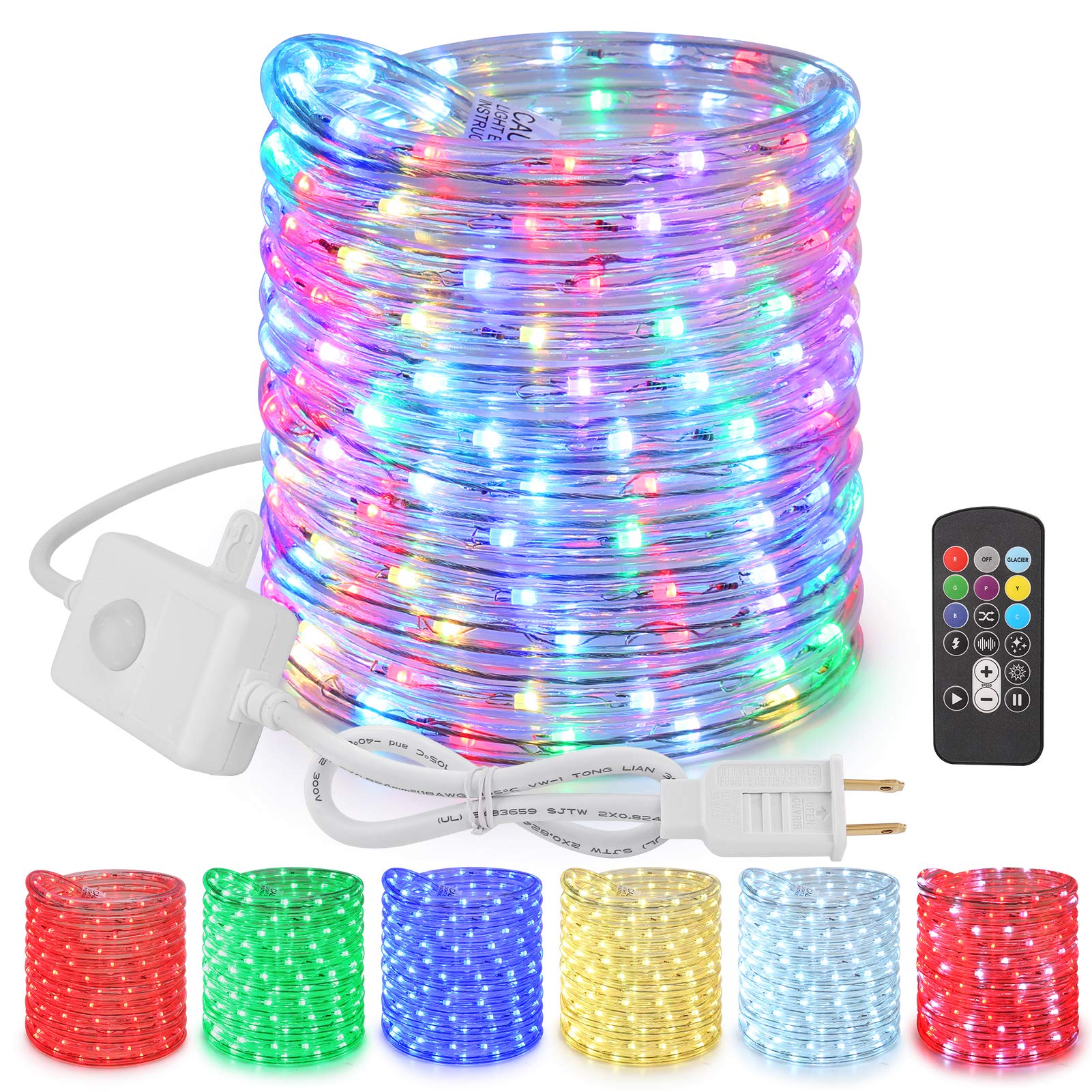 Brizled Color Changing Rope Lights  18Ft 180 Led Rgb Rope Lights  Connectable Rope Lights Indoor Rope Lighting With Remote Outdoor White Rope Lights Waterproof Color Twinkle Tube Lights For Christmas