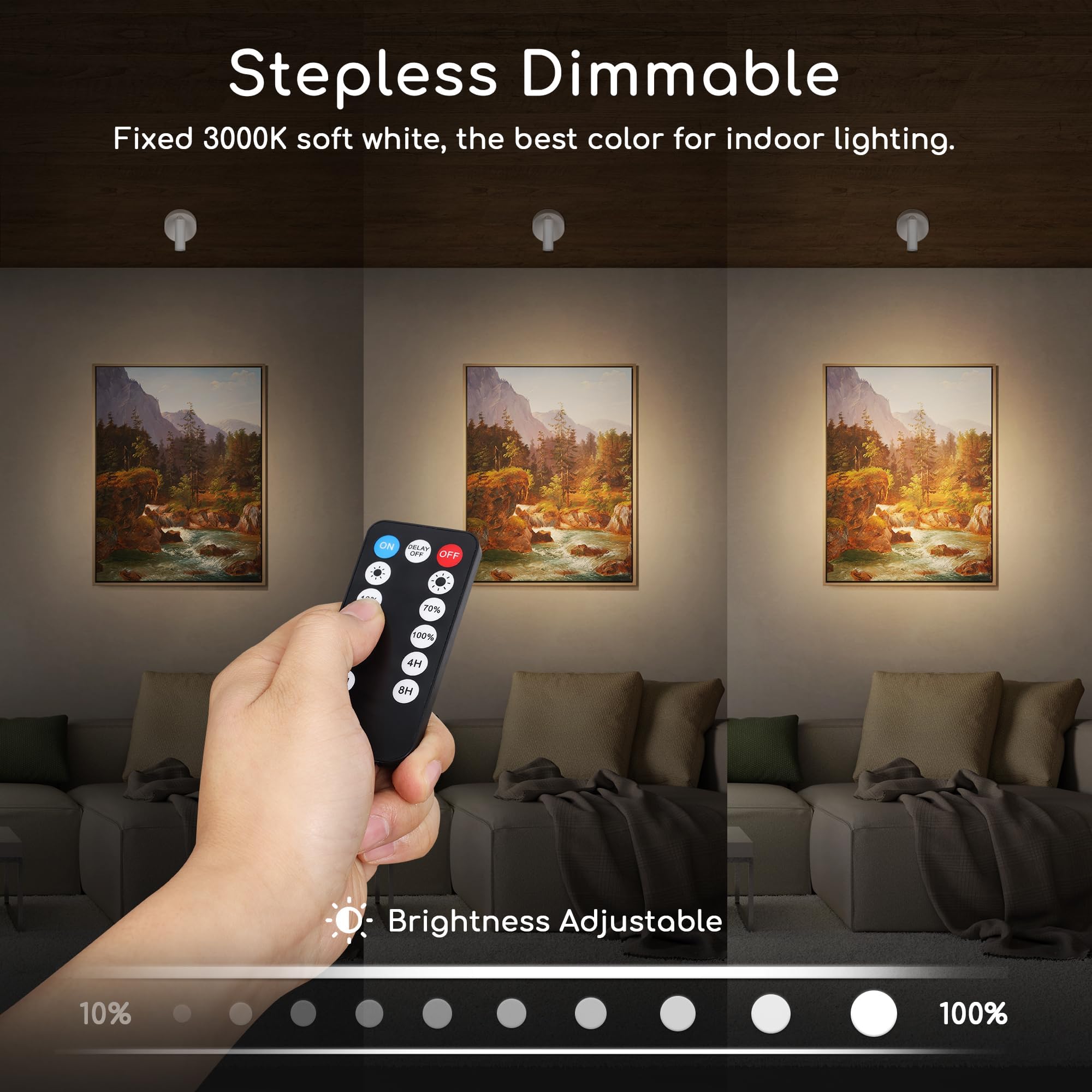 Urtom Wireless Led Spotlight Indoor With Remote Up Lights Indoor Dimmable Picture Light Battery Operated With Timer Rechargeable