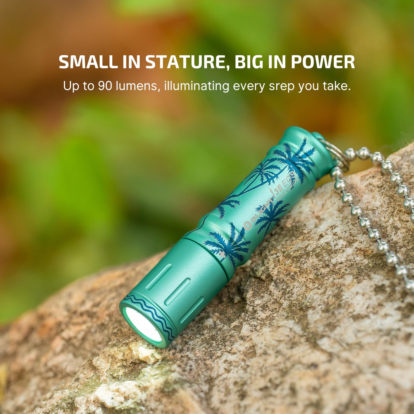 OLIGHT i3E EOS Flashlight, 90 Lumens, Mini Size, Aluminum, Summer Palm Color, Model I3E-SMP-300000
