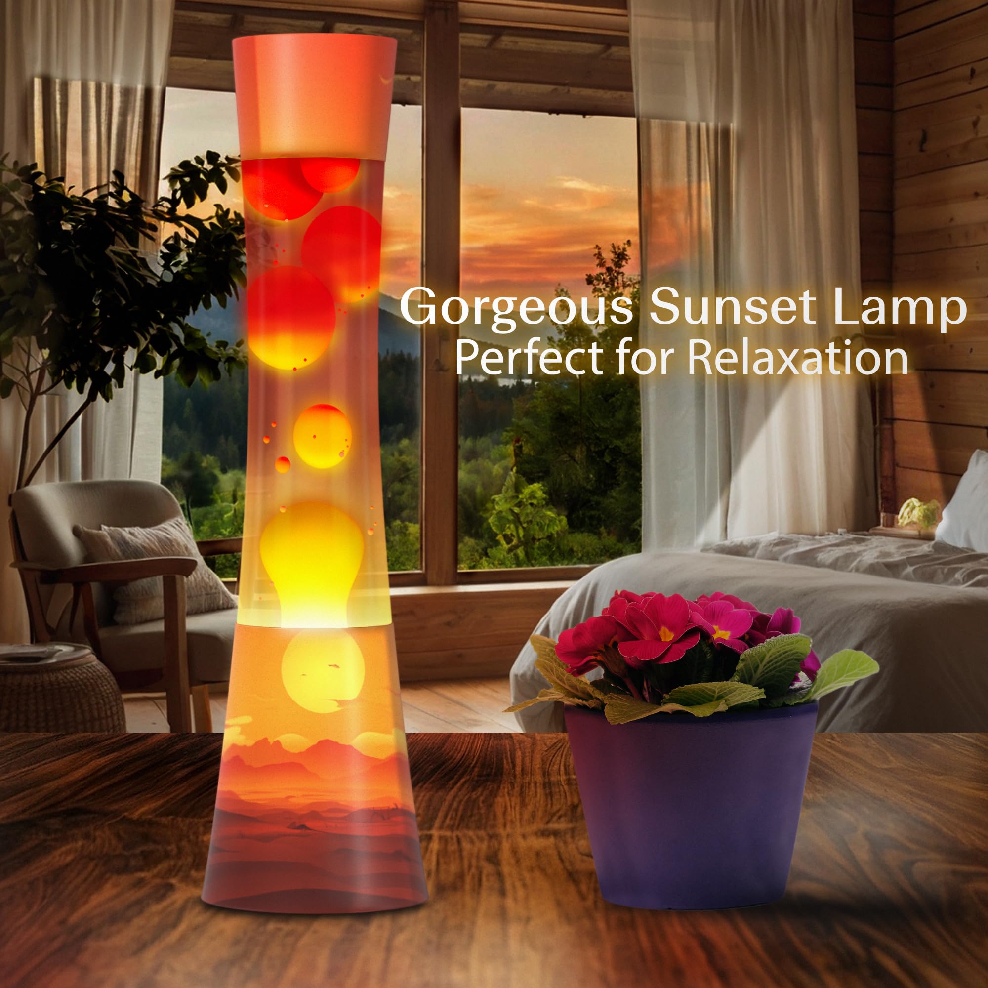 JAMBO Motion Lamp - 15.5" Sunset Liquid Mood Light, Aluminum Home Decor for Living Room, Office, Bedroom - Model 74000