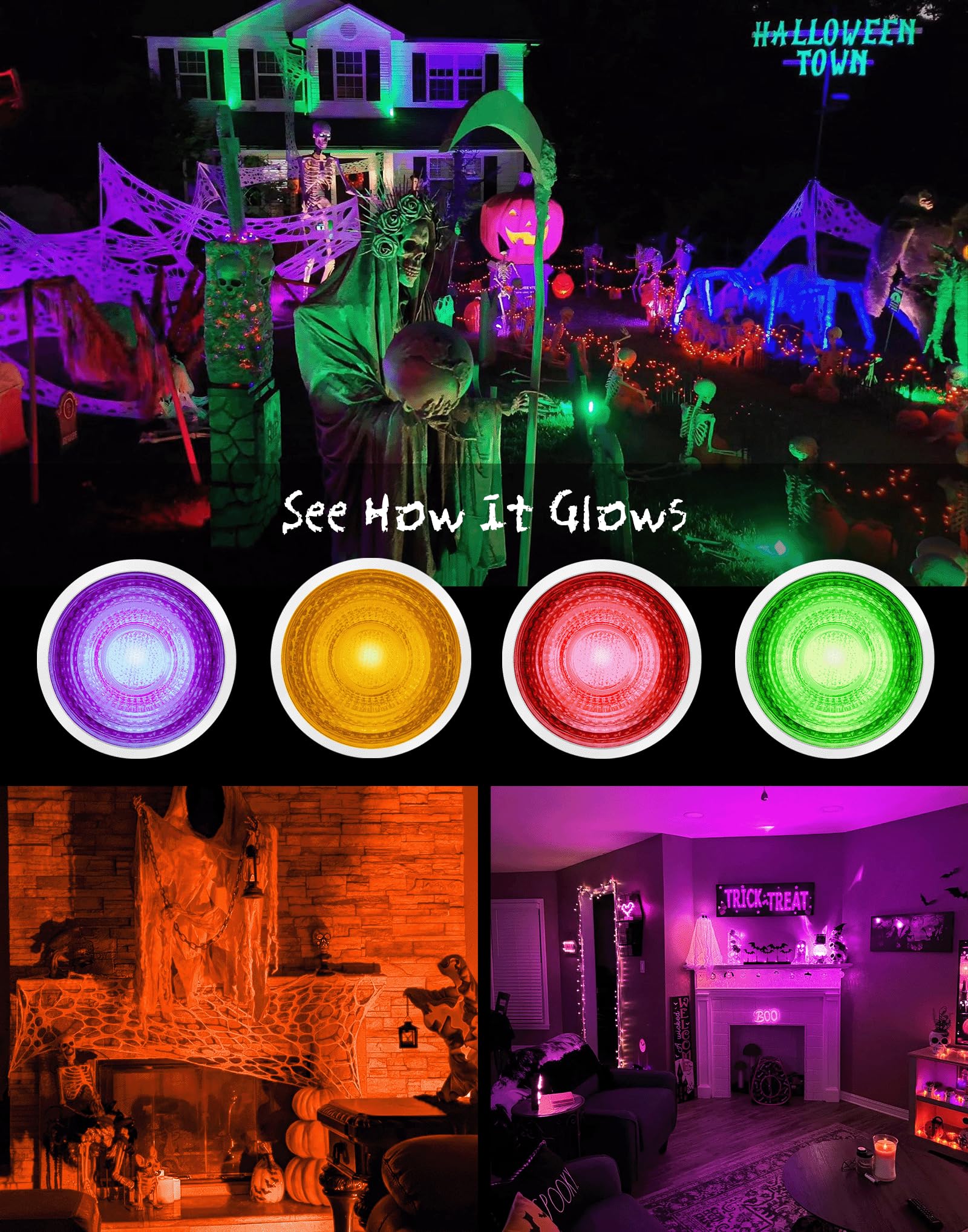 MAKYTWOW MR16 GU5.3 LED Bulbs, 12V Bi-pin Base Spotlights, Orange, 6-Pack for Outdoor Christmas Lighting