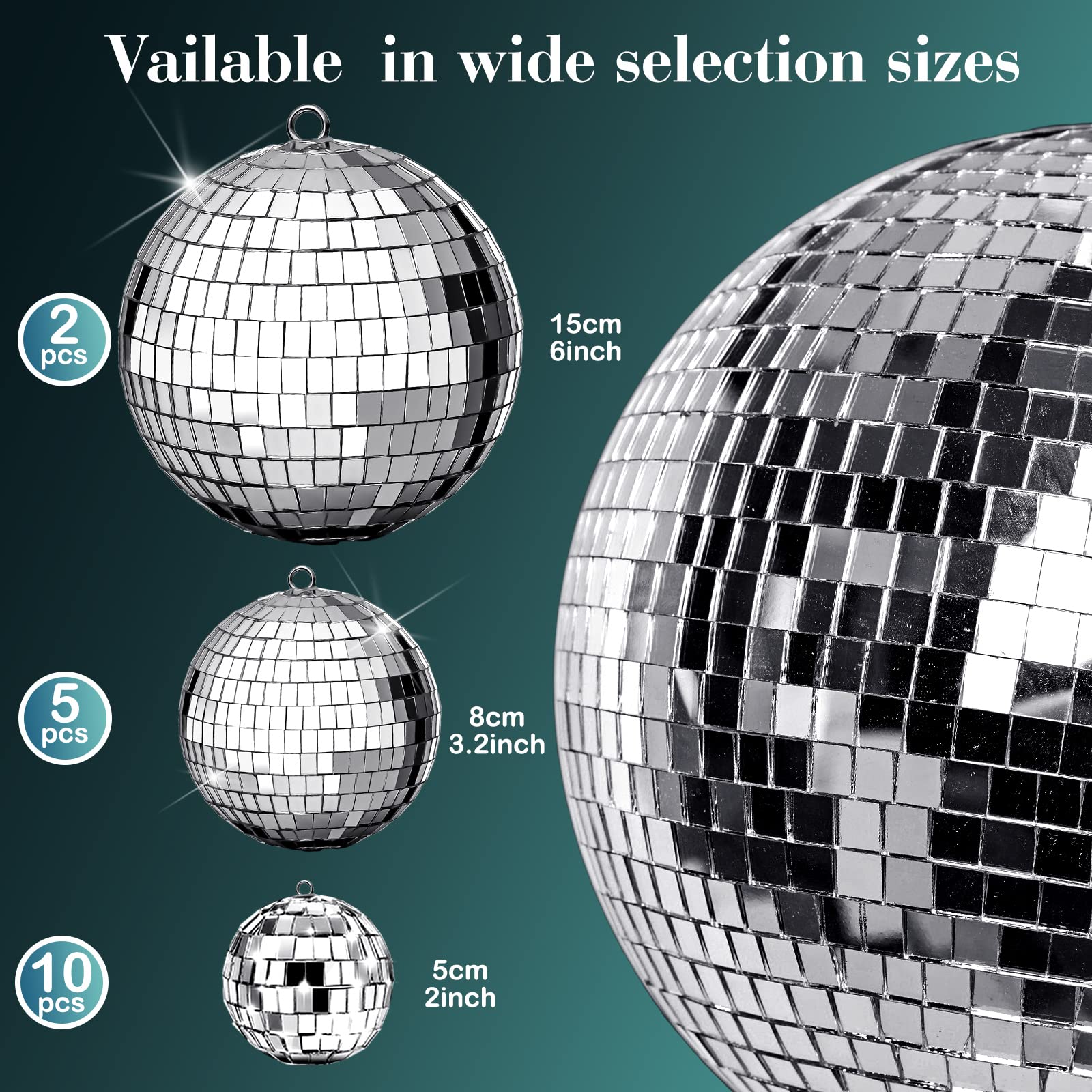 Willbond 17 Pack Disco Balls Set, 6 Inch, 3 Inch, 2 Inch Silver Mirror Balls, Retro Disco Decorations For Party, Wedding, Music