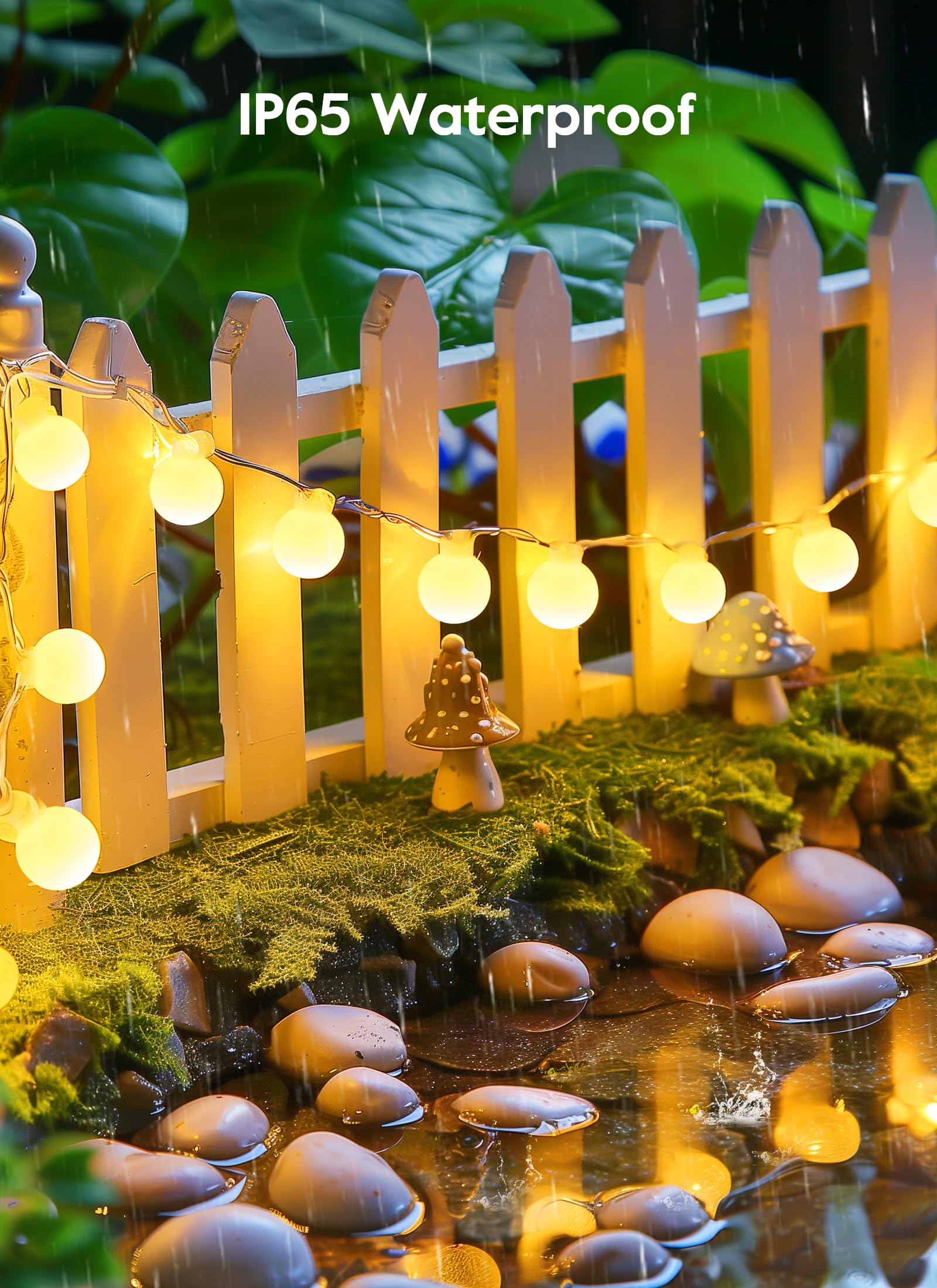 Brightown Solar String Lights - 39Ft, 120 LED, Waterproof, 8 Modes, Warm White, 2 Packs, Globe Model for Yard, Patio, Canopy Party