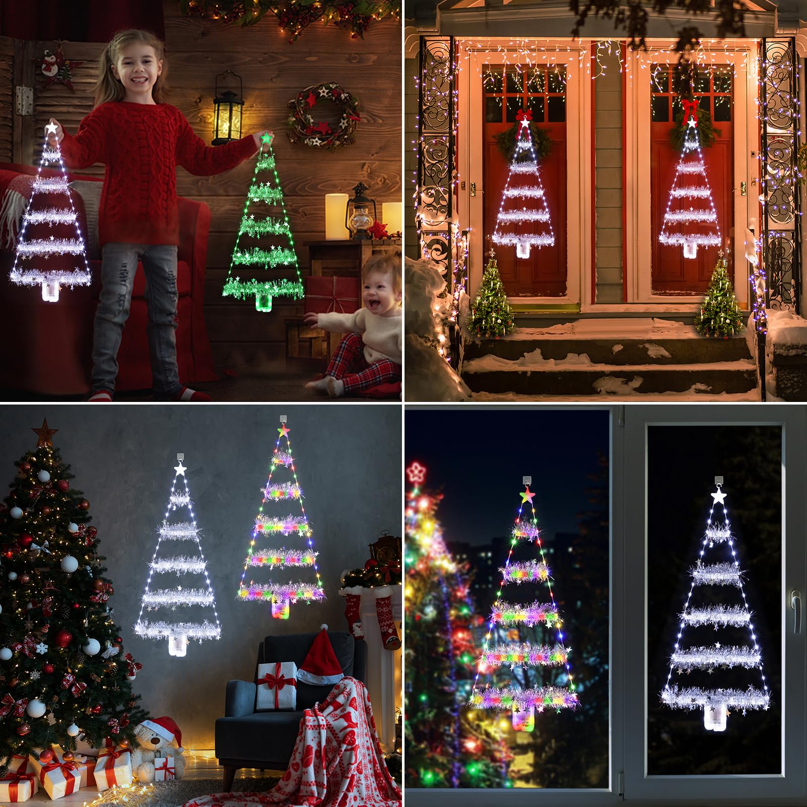 Toodour Christmas Decorations Indoor Lights, 2.65Ft Led Christmas Lights, Cool White Christmas Wall Window Hanging Lights, Battery Operated Holiday Decorative Lights For Outdoor, Garden, Home Decor