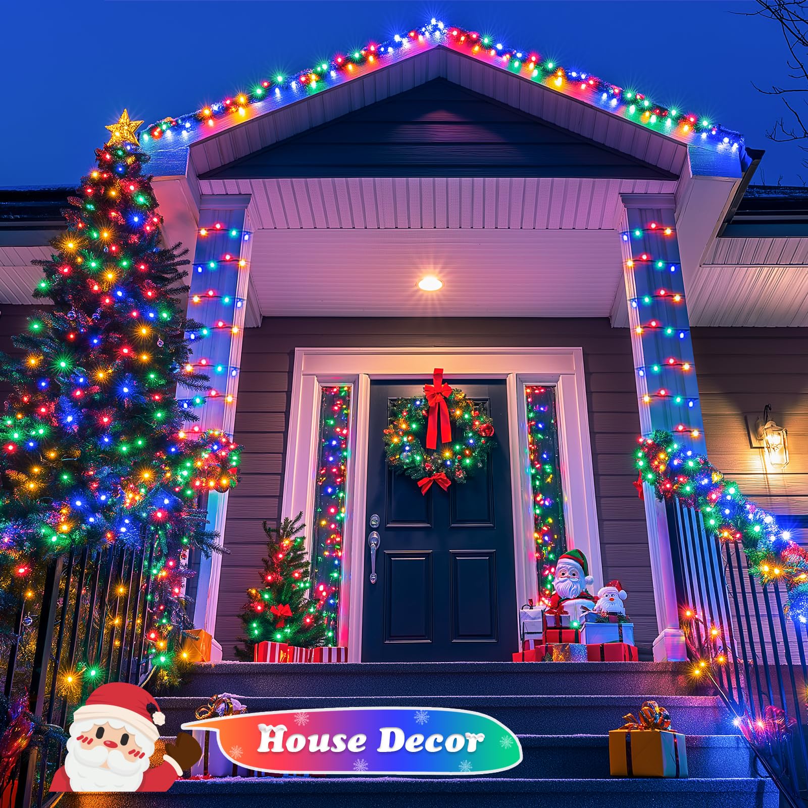 JMEXSUSS 500 LED Christmas String Lights, 173ft, Multicolor, 8 Modes, Plug-in, Waterproof, Green Wire