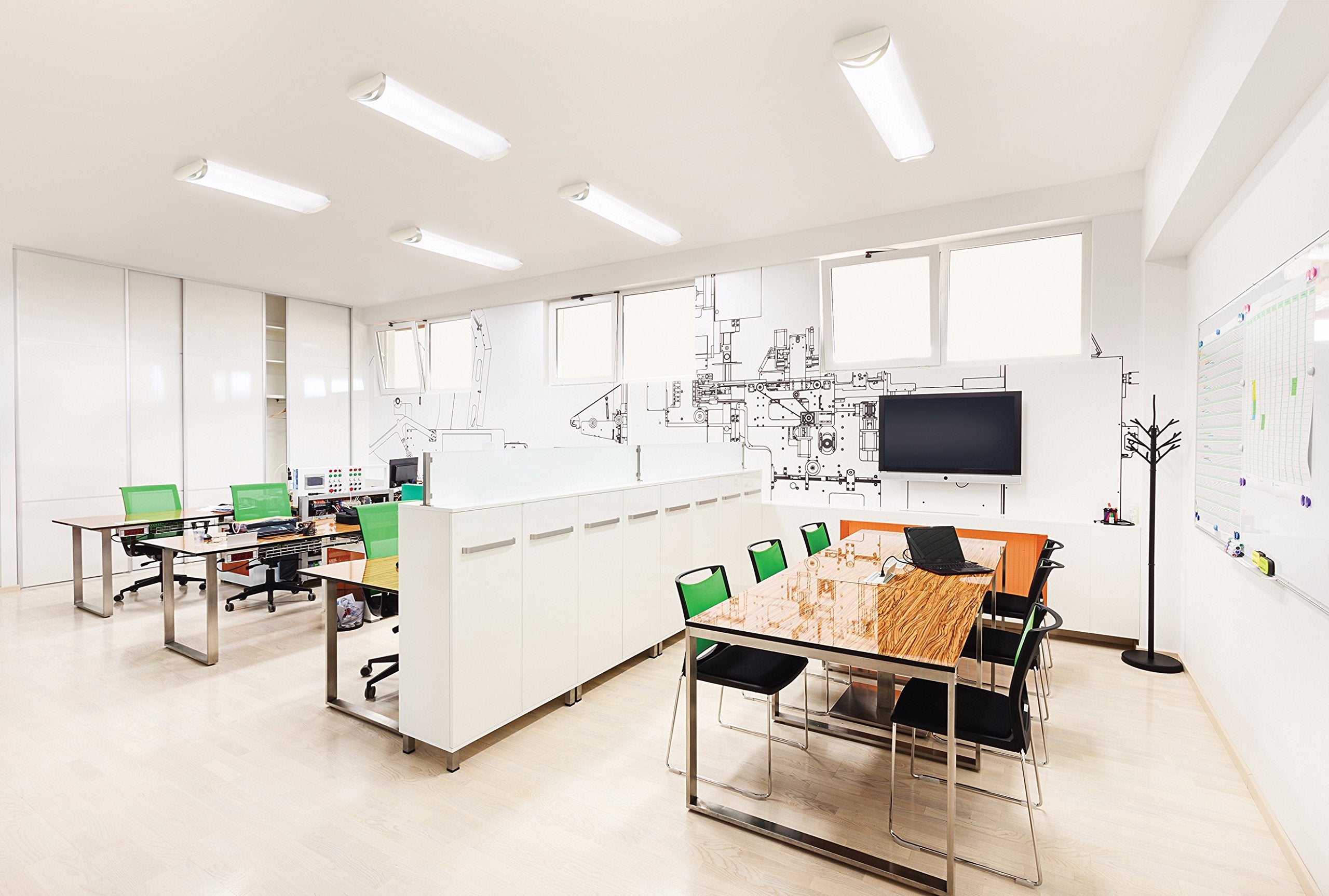 Lithonia Lighting Brushed Nickel 4-Ft Led Flush Mount Light For Kitchen | Attic | Basement | Home, 4000K, 36W, 3400 Lumens