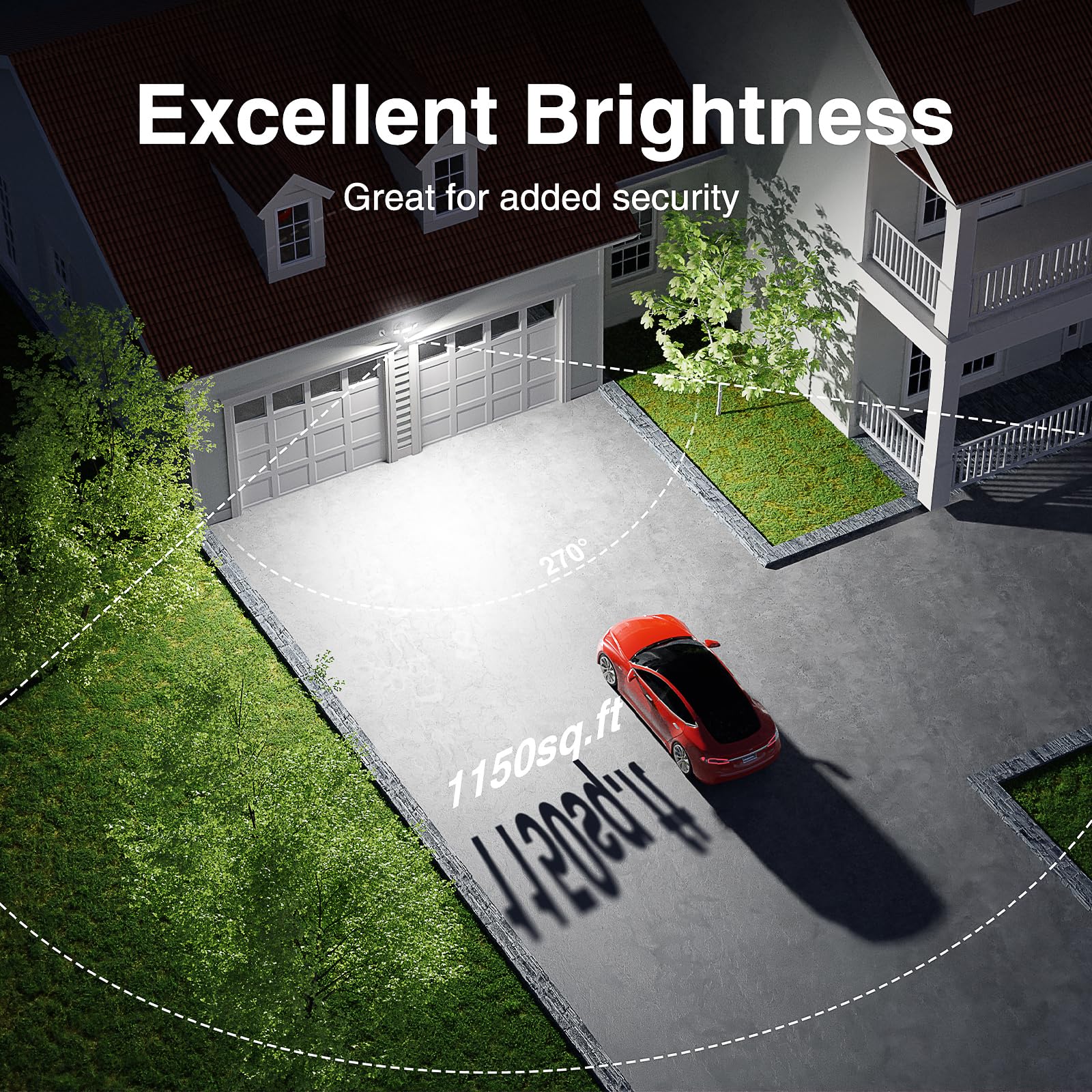 Onforu 65W LED Motion Sensor Outdoor Light, 6500LM Dusk to Dawn Security Fixture, Black, IP65 Waterproof, Model BDB65G-3