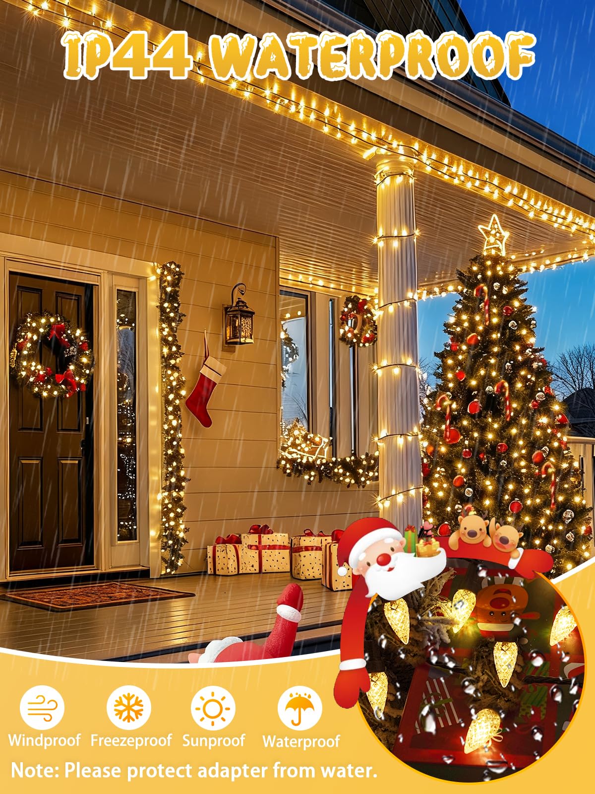 240 Led 78Ft C6 Christmas String Lights  Super Long Christmas Lights Outdoor Indoor With 13 Modes & Timer  Waterproof Fairy Twinkle Light Plug In For Tree Garden Party Xmas Decorations (Warm White)