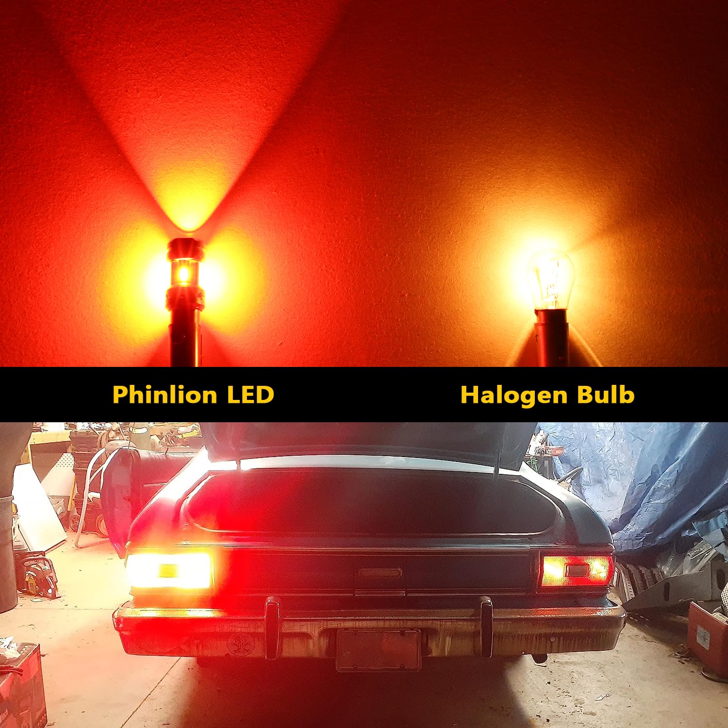 PHINLION 1156 P21W Red LED Light Bulbs, 3600 Lumens, Super Bright Replacement for Car Truck Motorcycle Brake Tail Lights