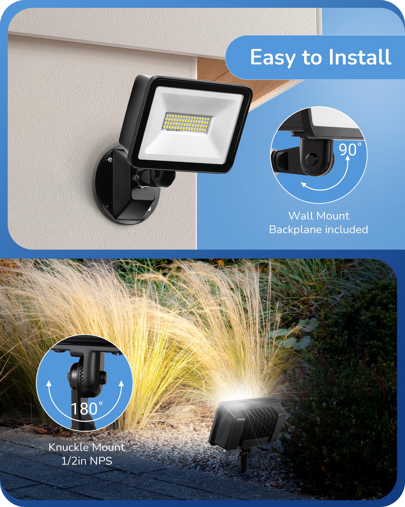 Edishine 46W Flood Light, 6800Lm Led Flood Light Outdoor, Ip65 Waterproof, 5000K Led Security Light For Backyard, Flagpole, Gara