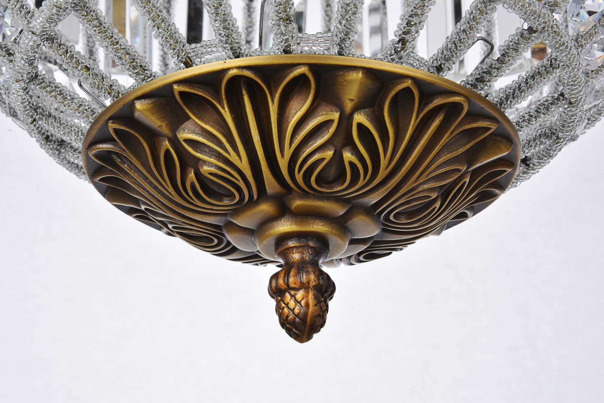 Elegant Lighting 1-Light Pendant Lamp, Royal Cut Crystal, 12in Depth x 18.5in Height, Dark Bronze Finish, Model 1205D12DB/RC